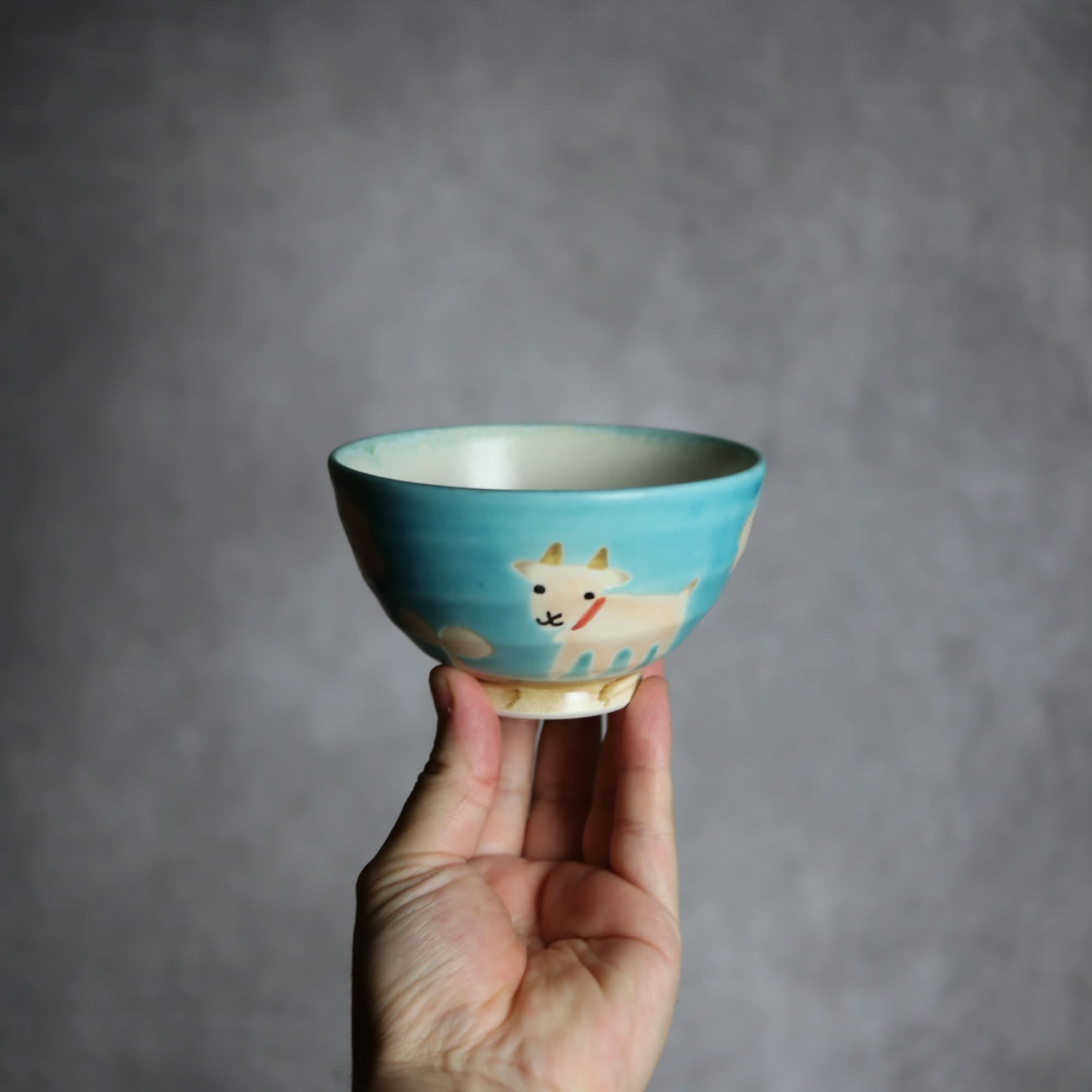 お茶碗 ヤギ2 やちむん 陶器 atelier qucchane やちむん 陶器.