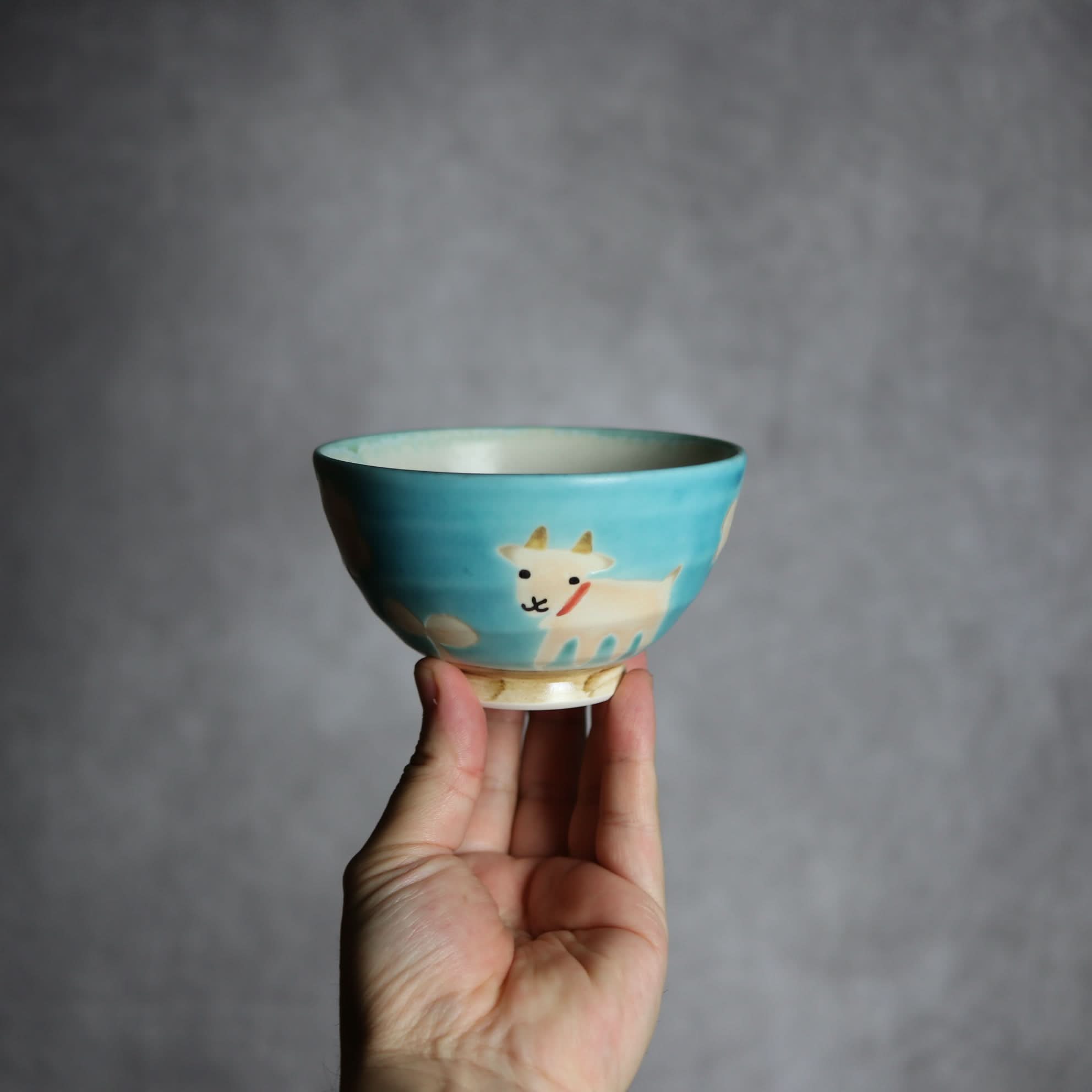 お茶碗 ヤギ2 やちむん 陶器 atelier qucchane やちむん 陶器.