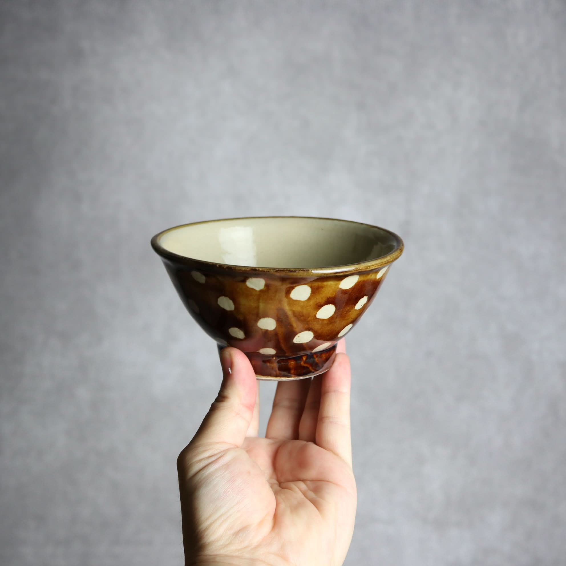 4寸マカイ 飴釉 蝋抜 点打 やちむん 陶器 真南風工房 やちむん 陶器.