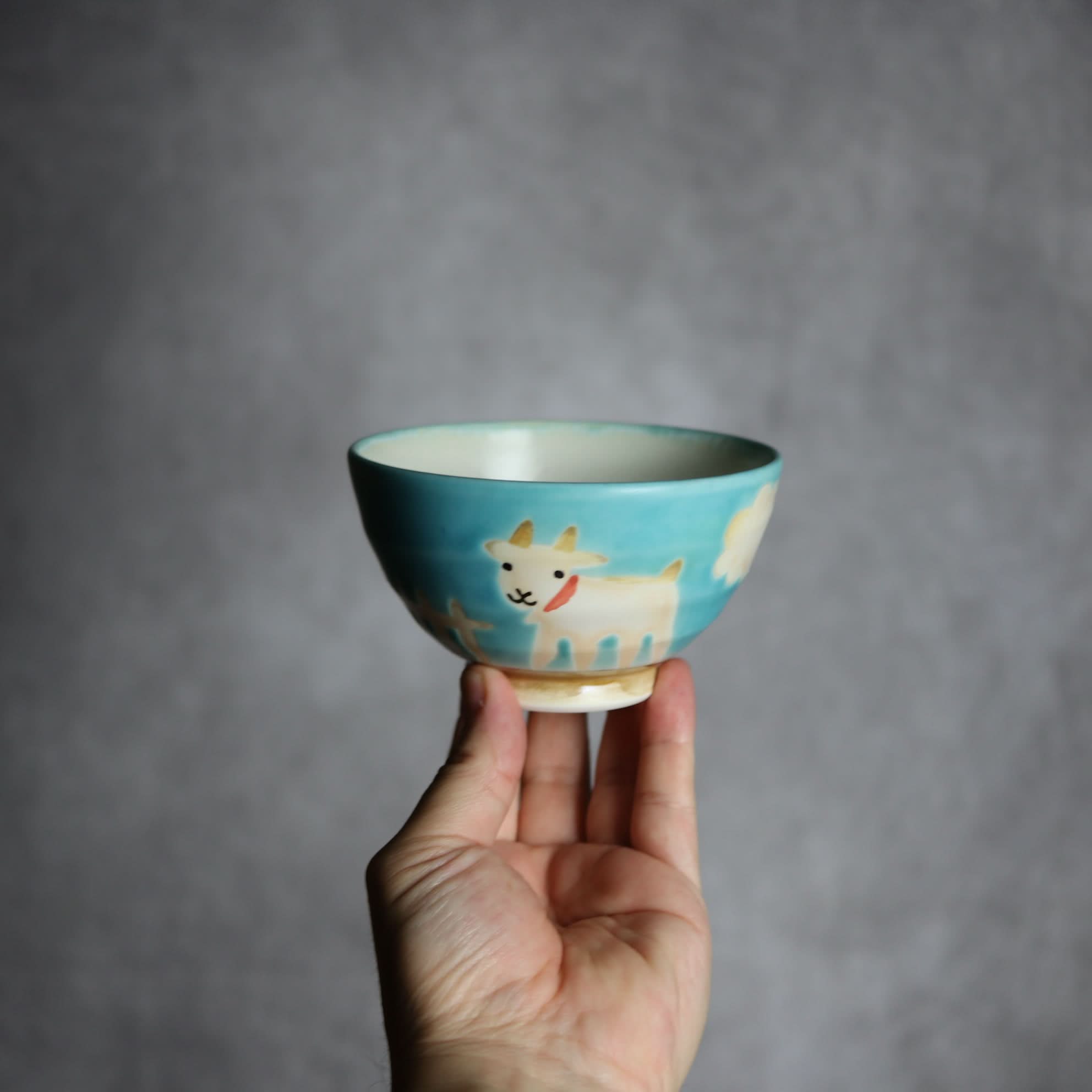 お茶碗 ヤギ2 やちむん 陶器 atelier qucchane やちむん 陶器.