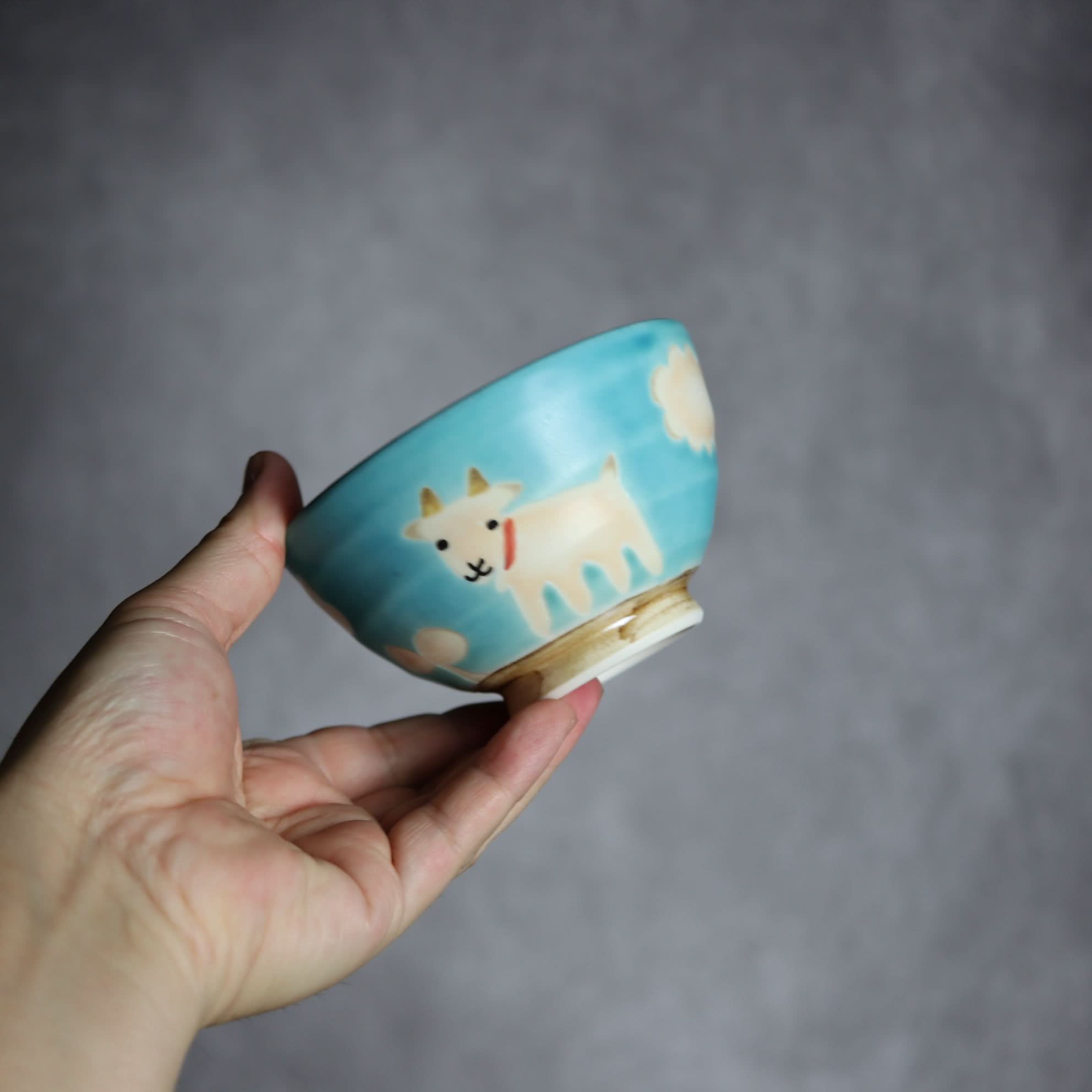 お茶碗 ヤギ2 やちむん 陶器 atelier qucchane やちむん 陶器.