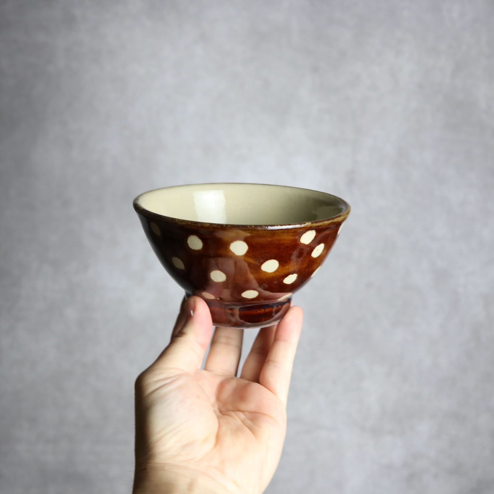 4寸マカイ 飴釉 蝋抜 点打 やちむん 陶器 真南風工房 やちむん 陶器.