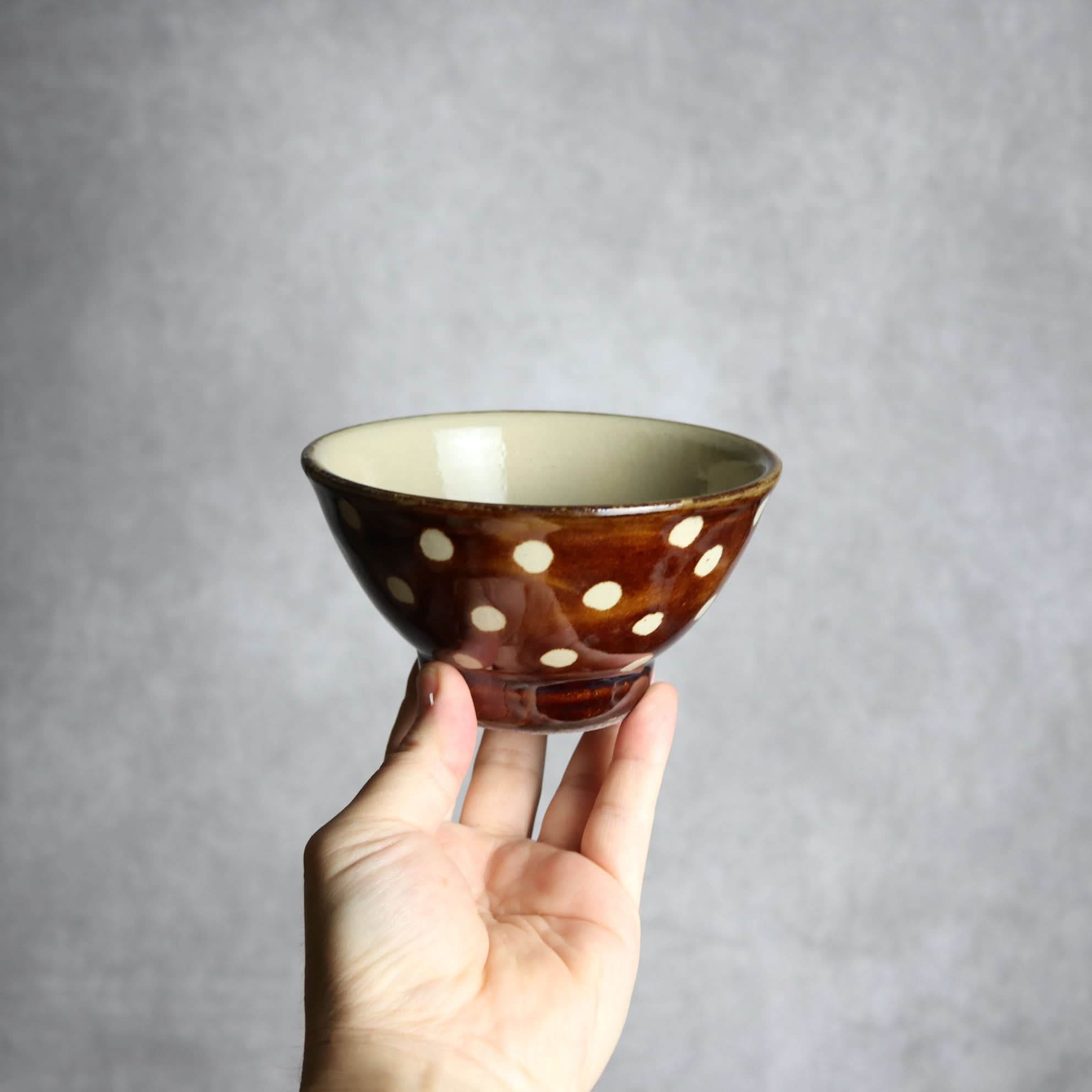 4寸マカイ 飴釉 蝋抜 点打 やちむん 陶器 真南風工房 やちむん 陶器.