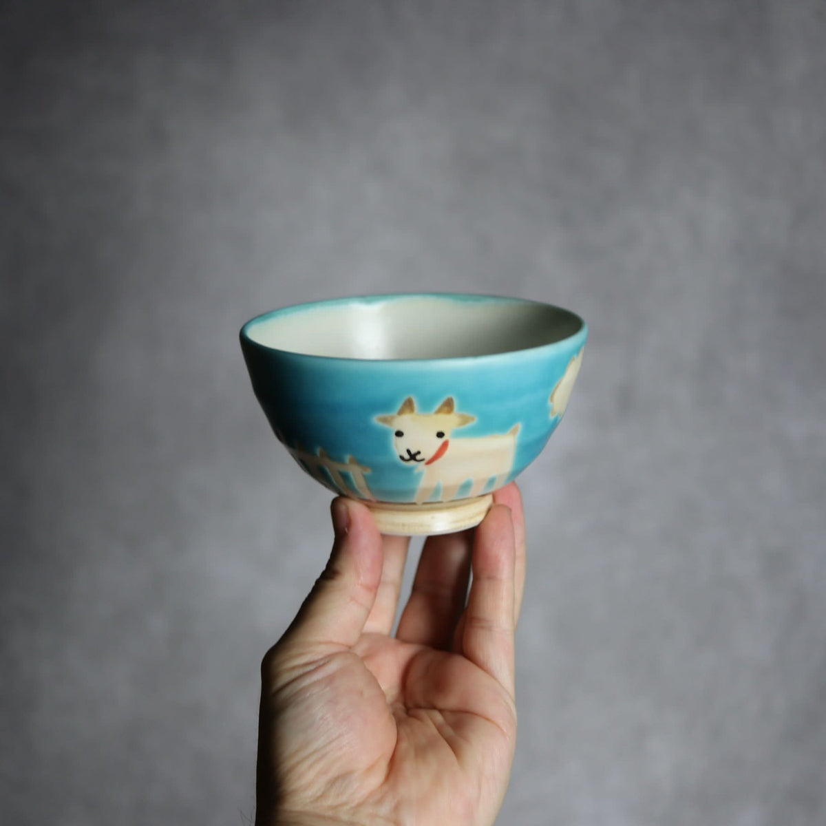 お茶碗 ヤギ3 やちむん 陶器 atelier qucchane｜atelier qucchane 