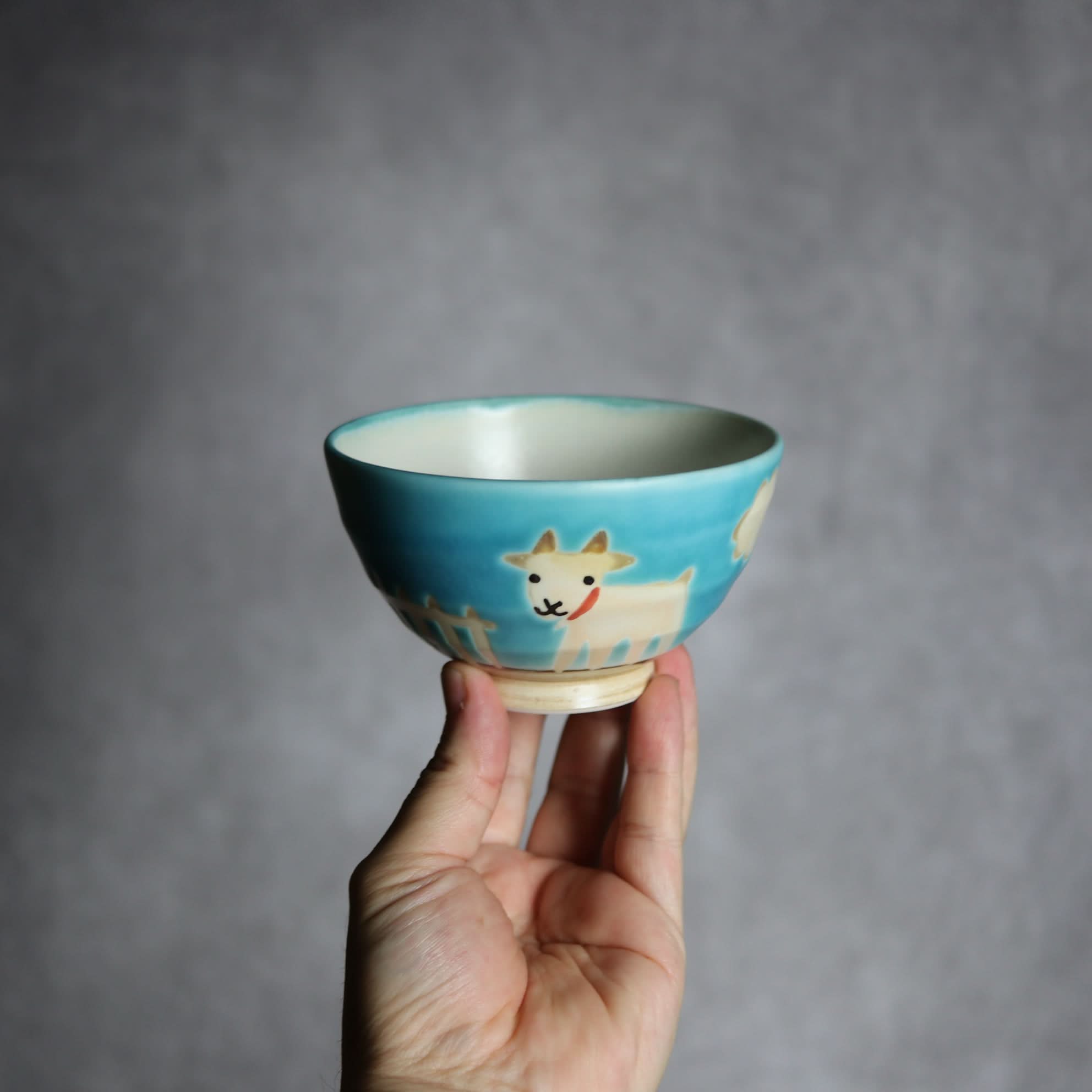 お茶碗 ヤギ3 やちむん 陶器 atelier qucchane やちむん 陶器.