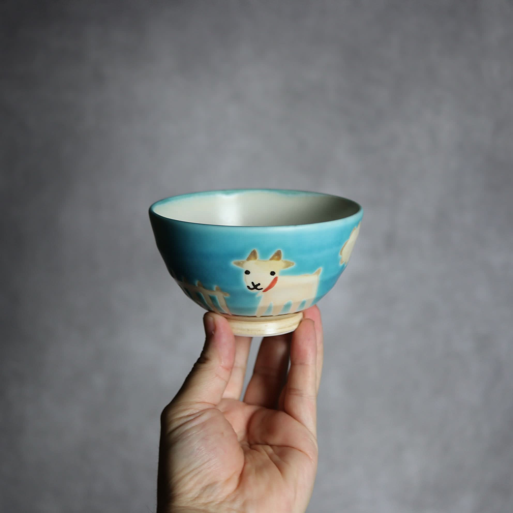 お茶碗 ヤギ3 やちむん 陶器 atelier qucchane やちむん 陶器.