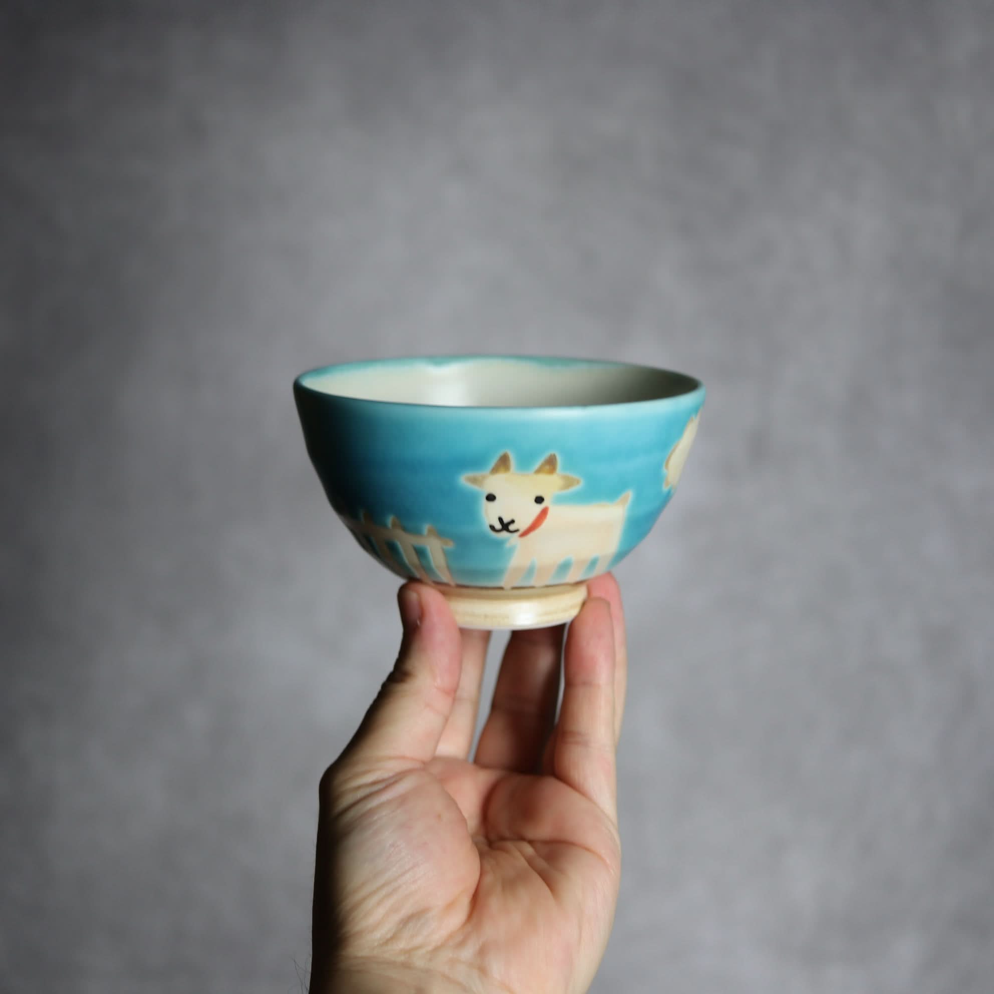 お茶碗 ヤギ3 やちむん 陶器 atelier qucchane やちむん 陶器.