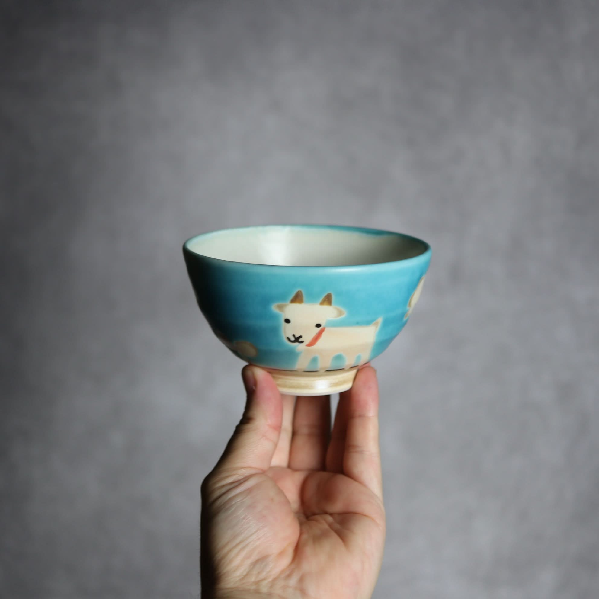 お茶碗 ヤギ3 やちむん 陶器 atelier qucchane やちむん 陶器.