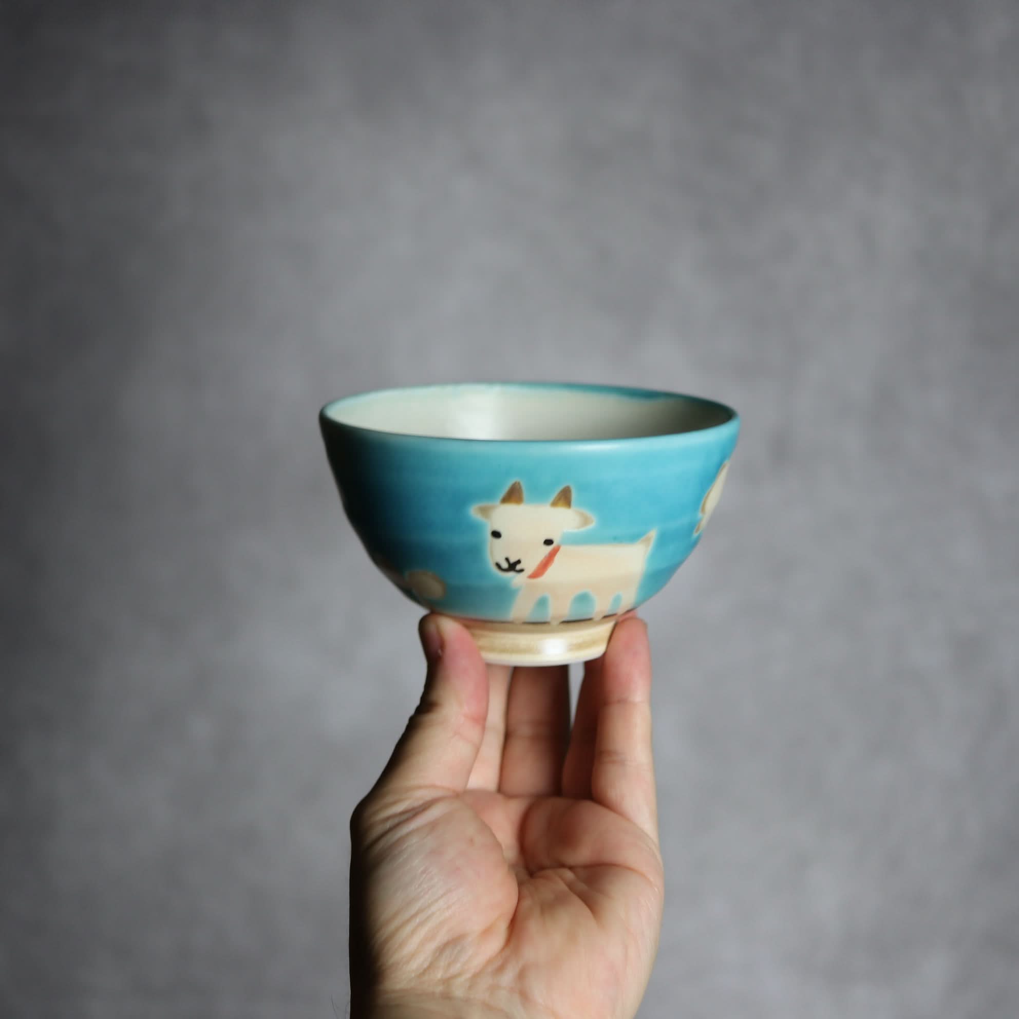 お茶碗 ヤギ3 やちむん 陶器 atelier qucchane やちむん 陶器.