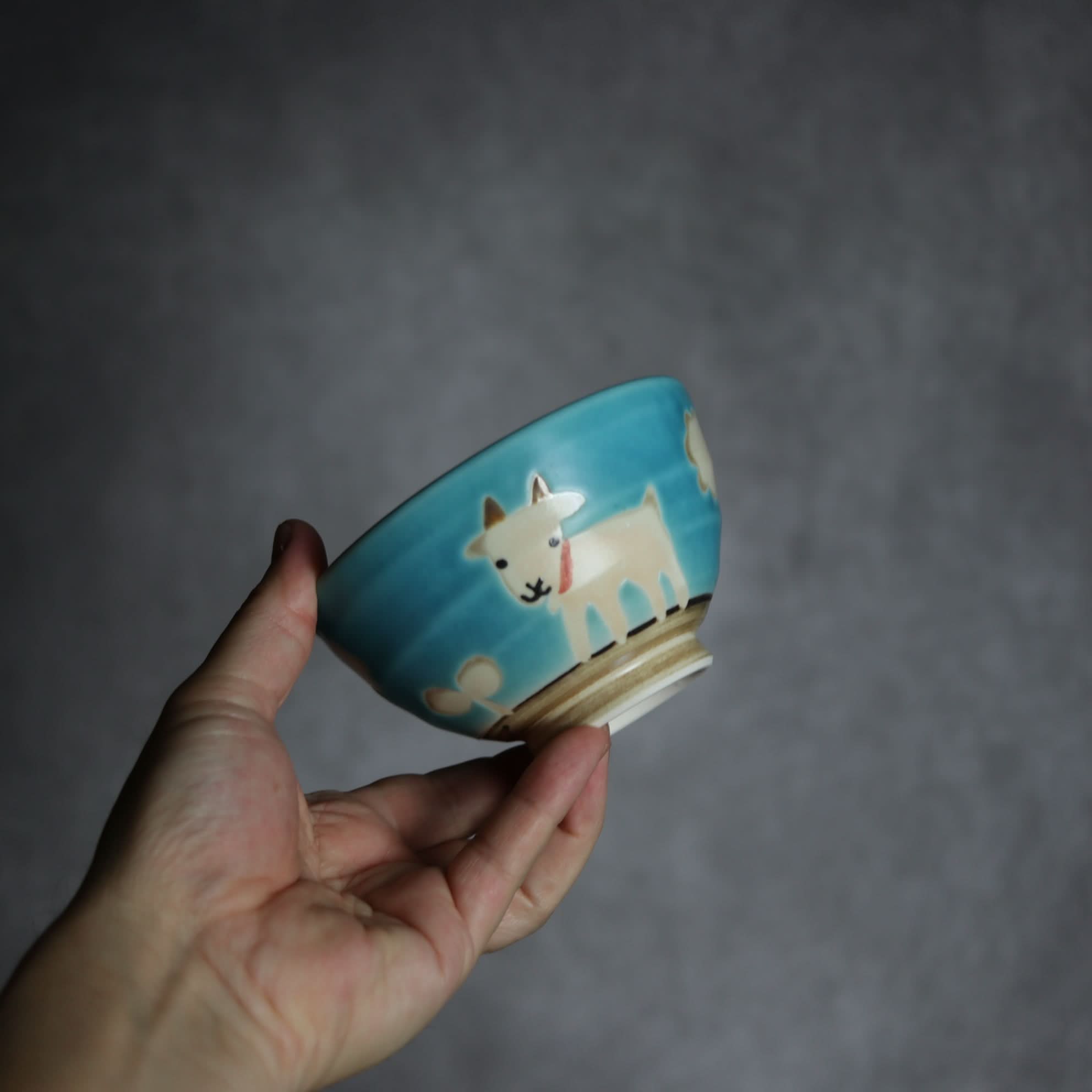 お茶碗 ヤギ3 やちむん 陶器 atelier qucchane やちむん 陶器.