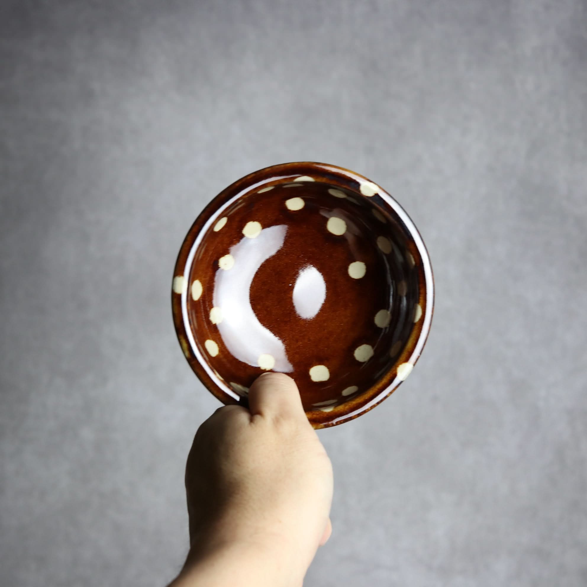 4寸鉢 飴釉 蝋抜 点打 やちむん 陶器 真南風工房 やちむん 陶器.