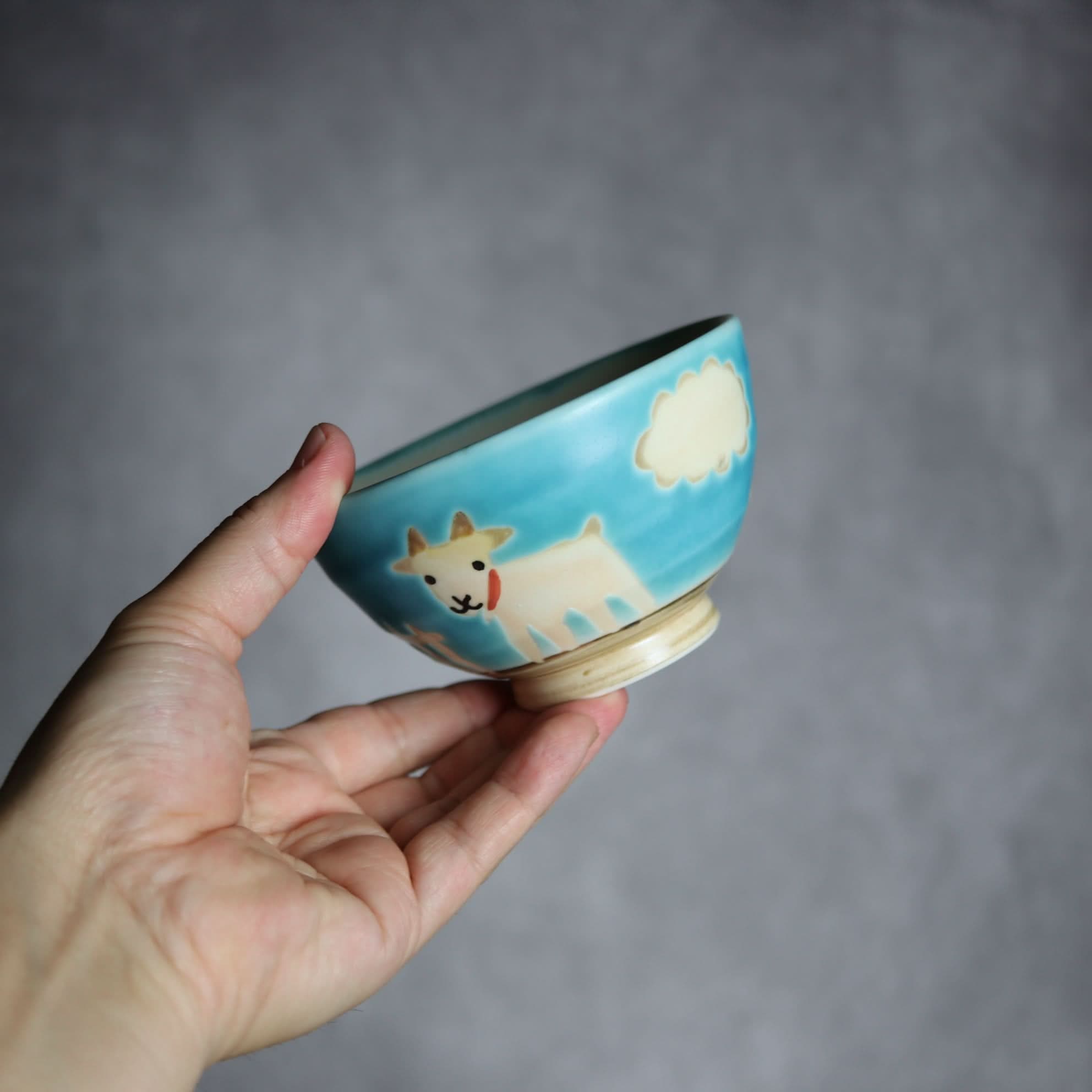 お茶碗 ヤギ3 やちむん 陶器 atelier qucchane やちむん 陶器.