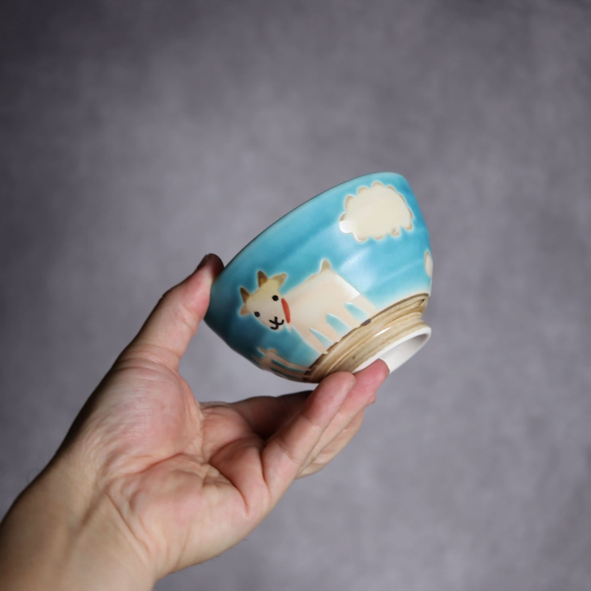 お茶碗 ヤギ3 やちむん 陶器 atelier qucchane やちむん 陶器.