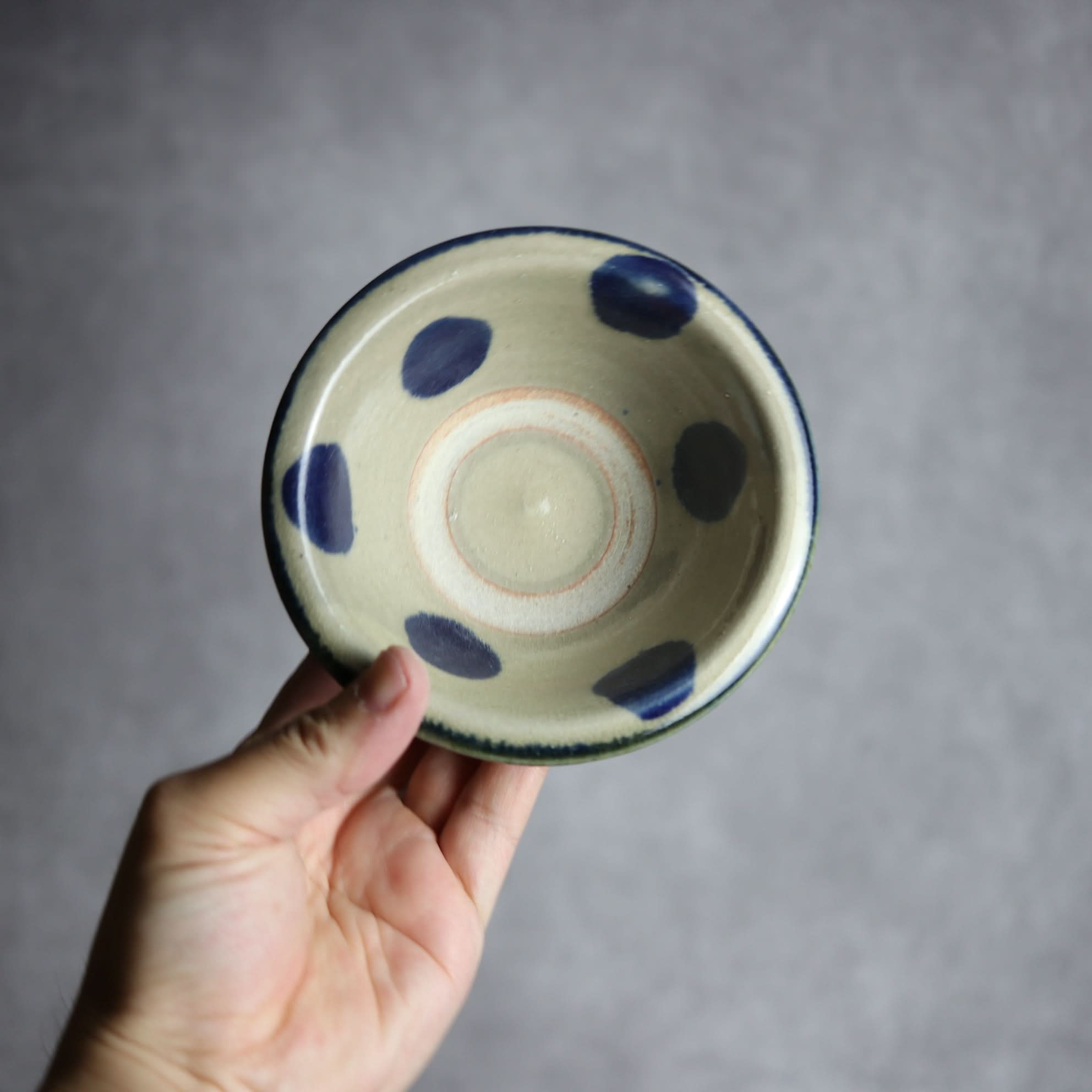 4寸ワンブー1 呉須釉 点打 やちむん 陶器 北窯 松田米司工房 やちむん 陶器.