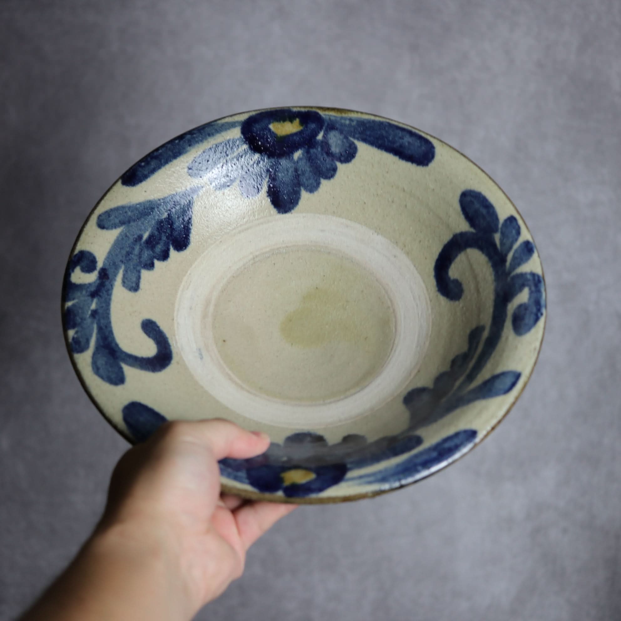 9寸皿1 呉須釉 菊唐草 やちむん 陶器 北窯 宮城正享工房 やちむん 陶器.