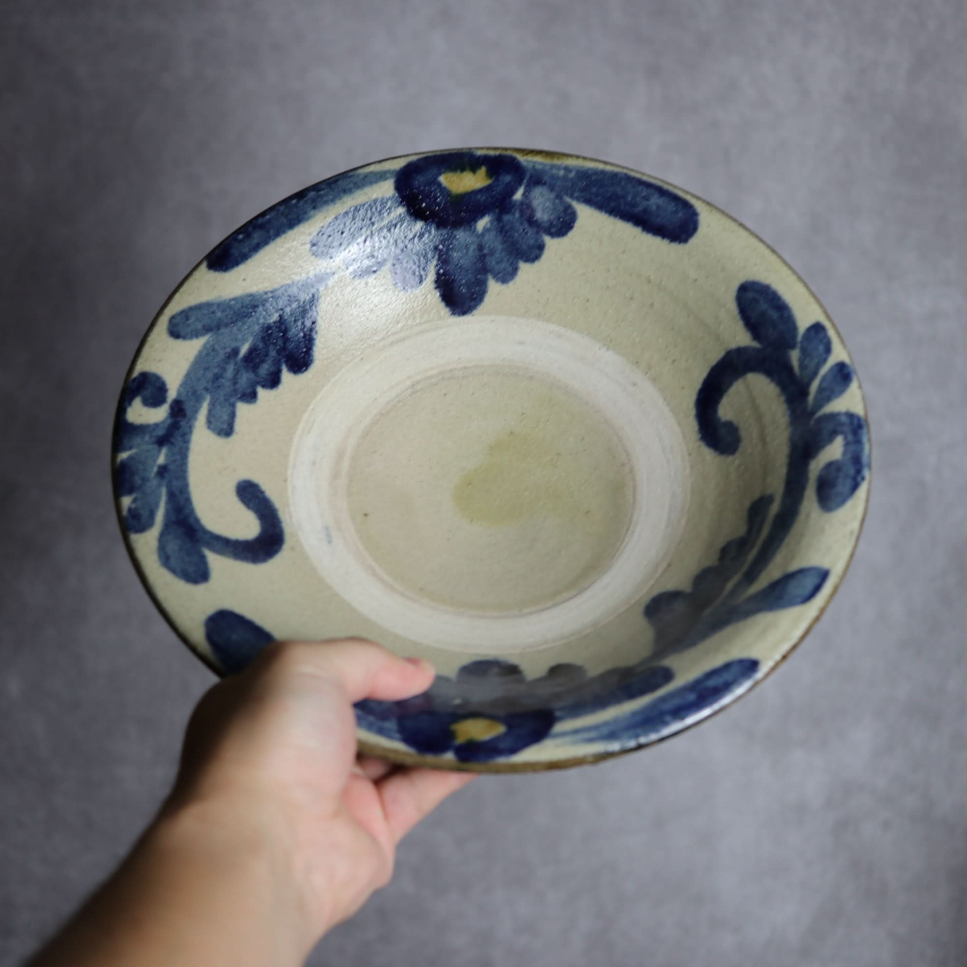 9寸皿1 呉須釉 菊唐草 やちむん 陶器 北窯 宮城正享工房 やちむん 陶器.