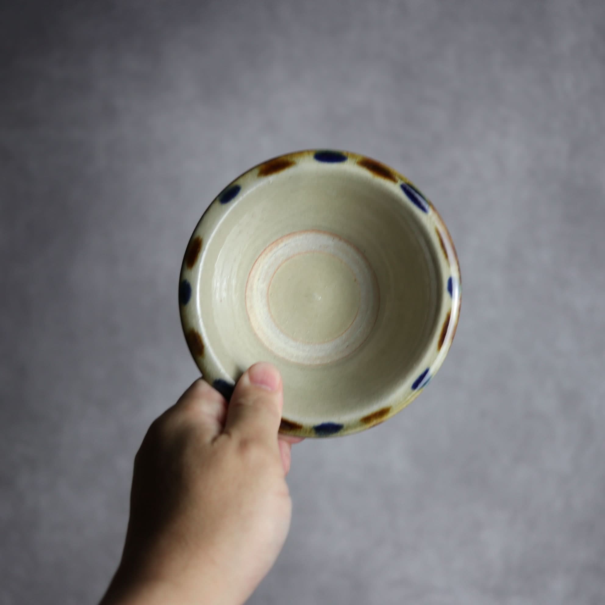 4寸ワンブー2 飴 呉須釉 点打 やちむん 陶器 北窯 松田米司工房 やちむん 陶器.