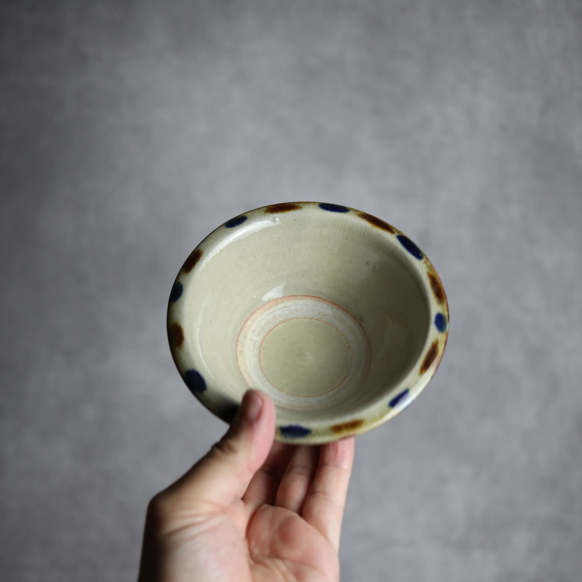 4寸ワンブー2 飴 呉須釉 点打 やちむん 陶器 北窯 松田米司工房 やちむん 陶器.