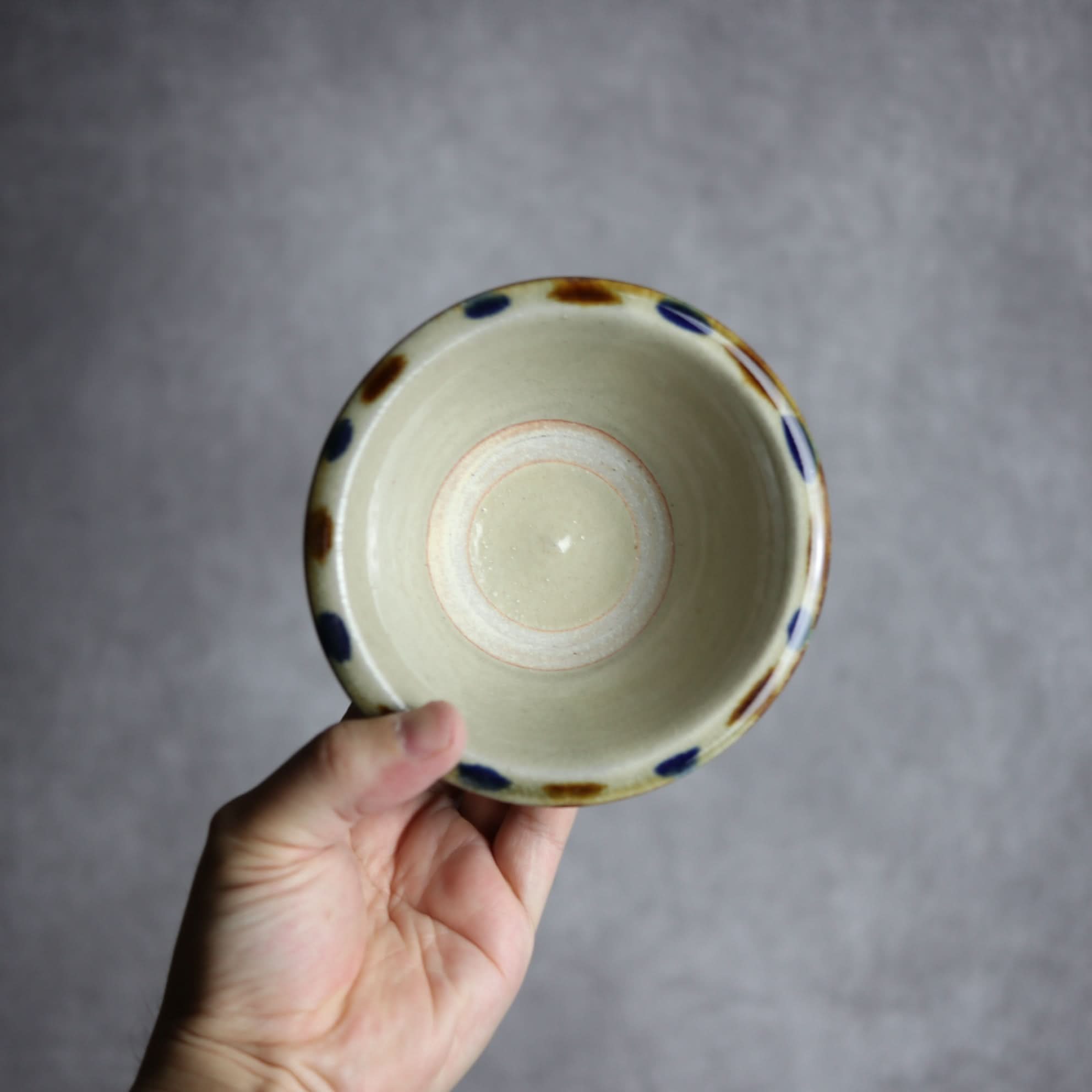 4寸ワンブー2 飴 呉須釉 点打 やちむん 陶器 北窯 松田米司工房 やちむん 陶器.