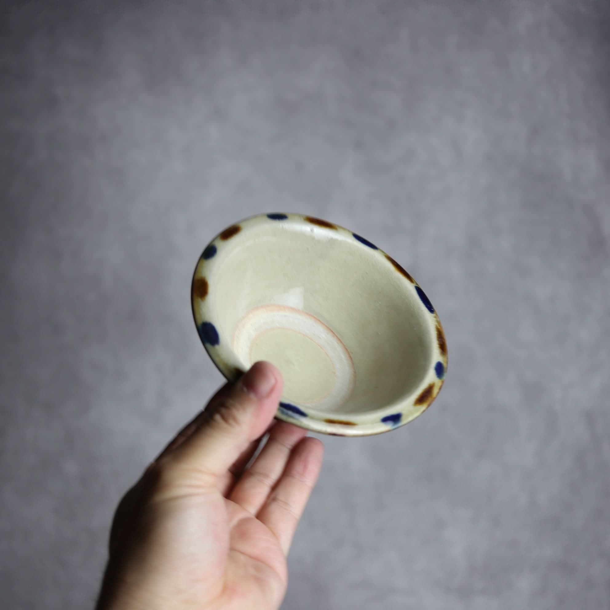 4寸ワンブー2 飴 呉須釉 点打 やちむん 陶器 北窯 松田米司工房 やちむん 陶器.