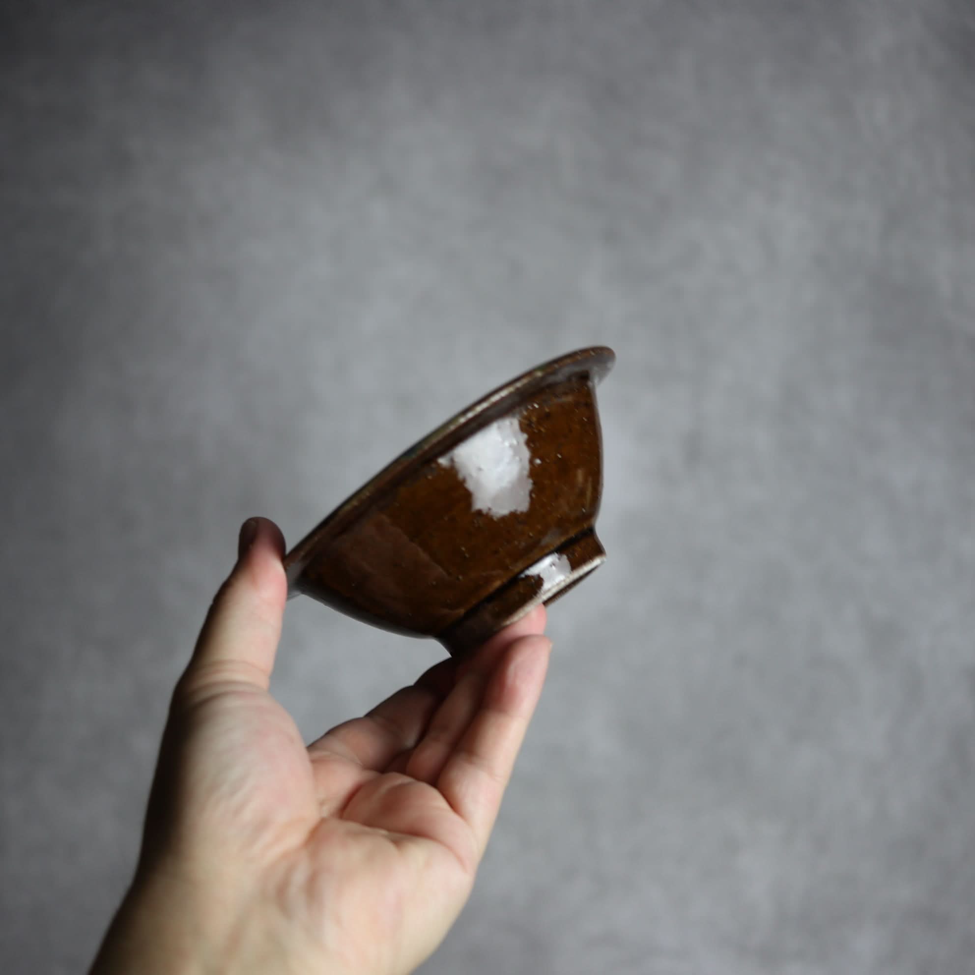 4寸ワンブー2 飴 呉須釉 点打 やちむん 陶器 北窯 松田米司工房 やちむん 陶器.