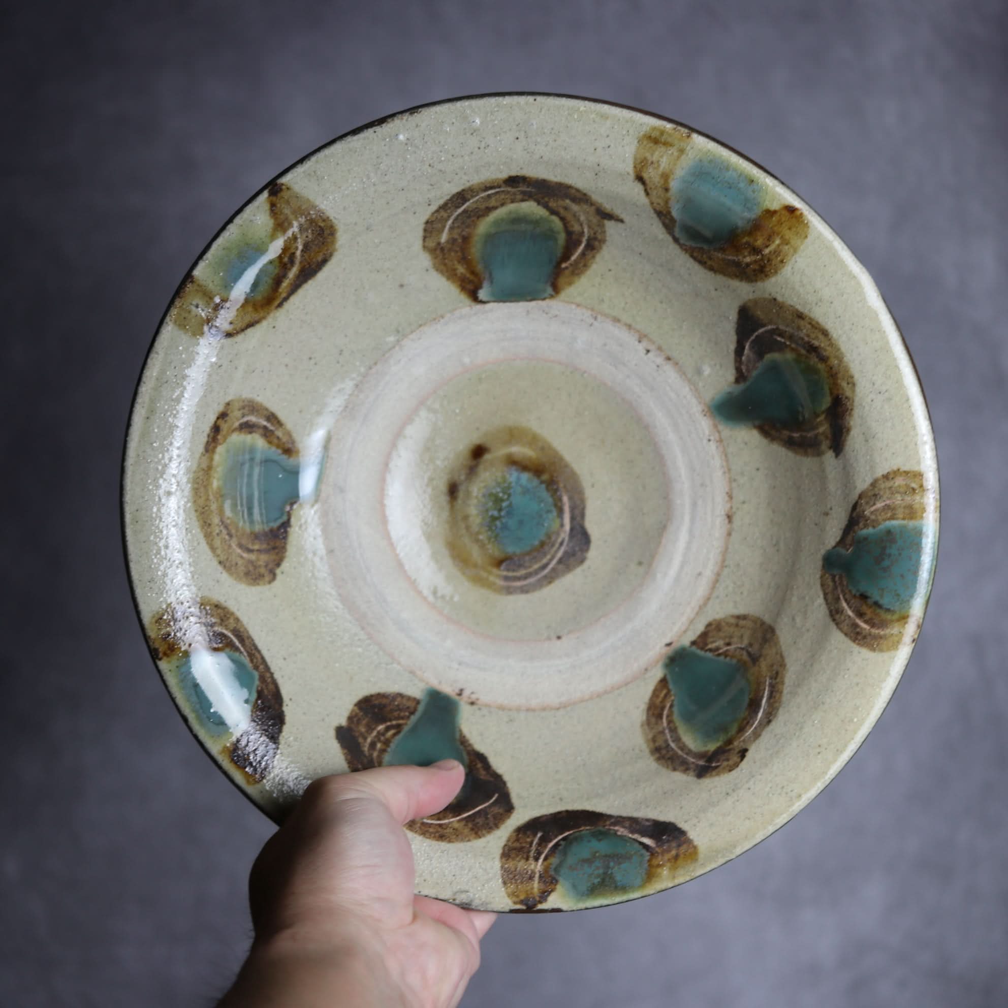 9寸皿1 三彩 点打 やちむん 陶器 北窯 宮城正享工房 やちむん 陶器.