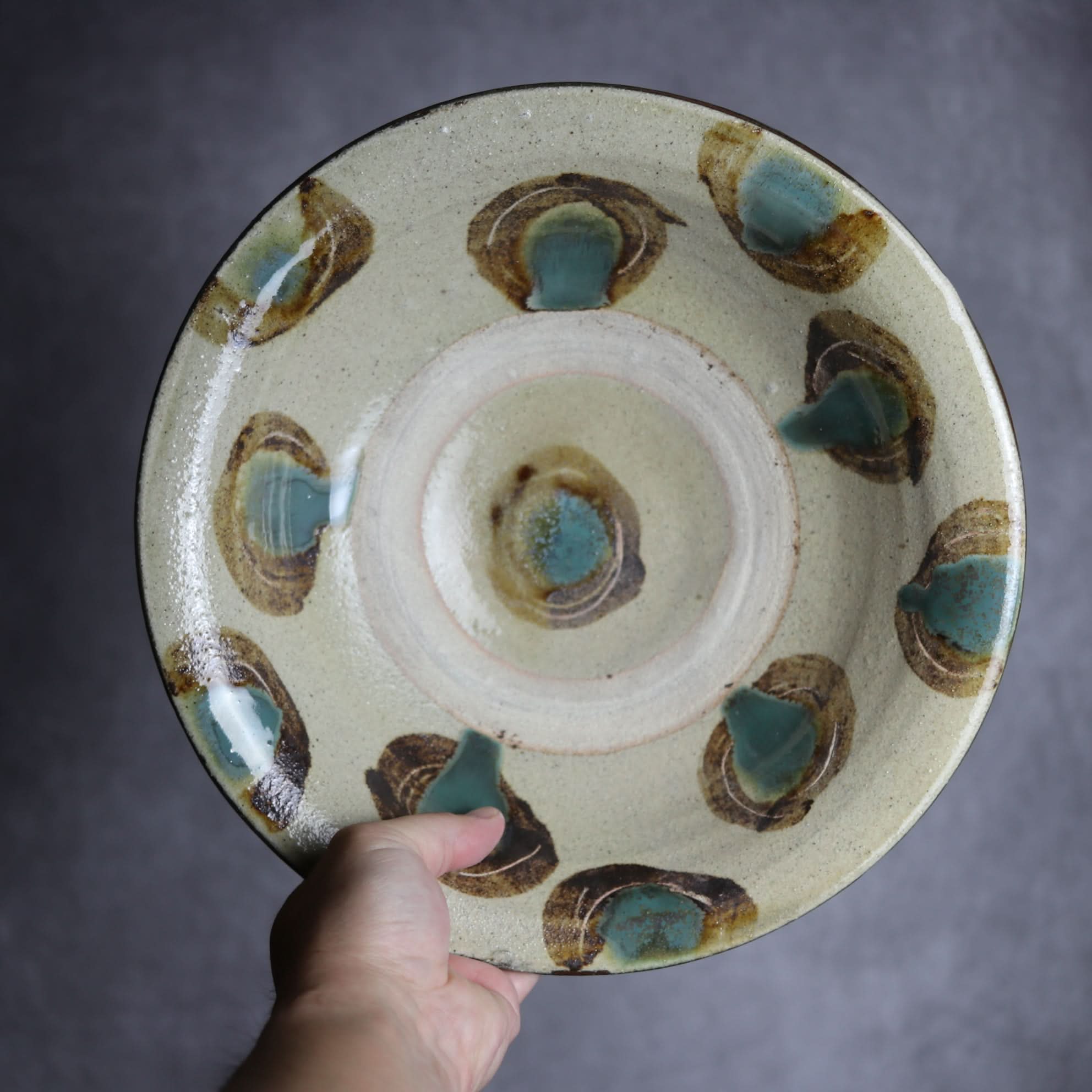 9寸皿1 三彩 点打 やちむん 陶器 北窯 宮城正享工房 やちむん 陶器.