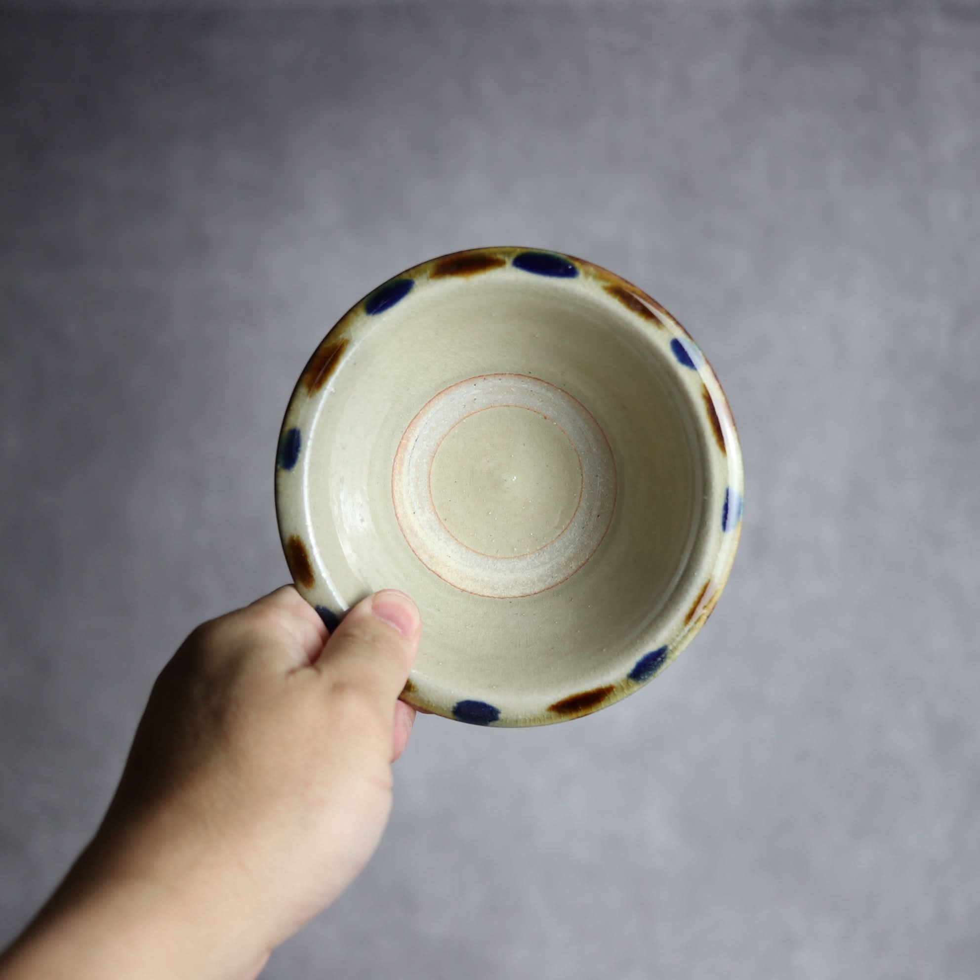 4寸ワンブー2 飴 呉須釉 点打 やちむん 陶器 北窯 松田米司工房 やちむん 陶器.