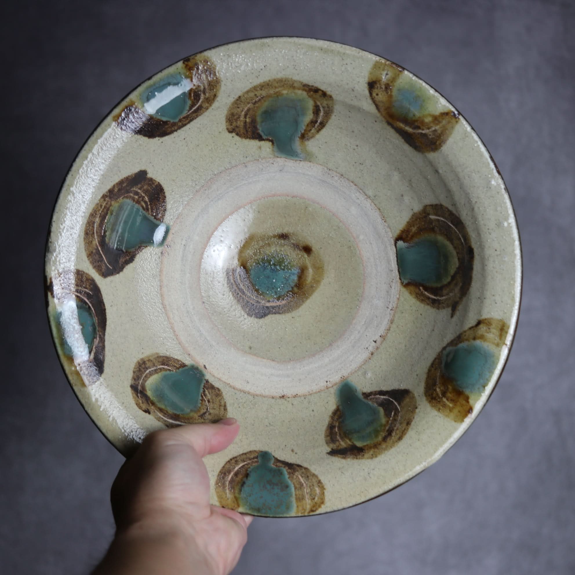 9寸皿1 三彩 点打 やちむん 陶器 北窯 宮城正享工房 やちむん 陶器.