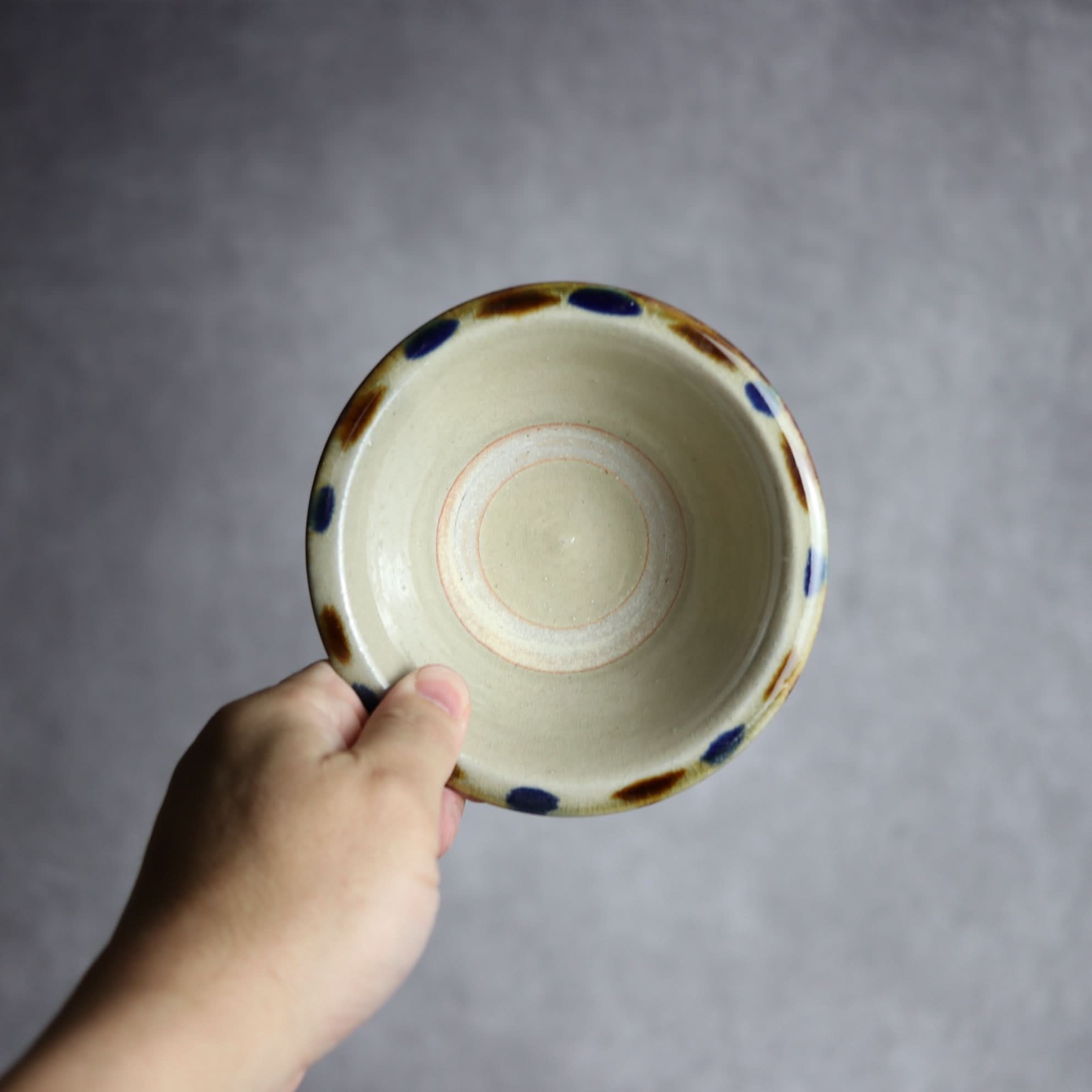 4寸ワンブー2 飴 呉須釉 点打 やちむん 陶器 北窯 松田米司工房 やちむん 陶器.