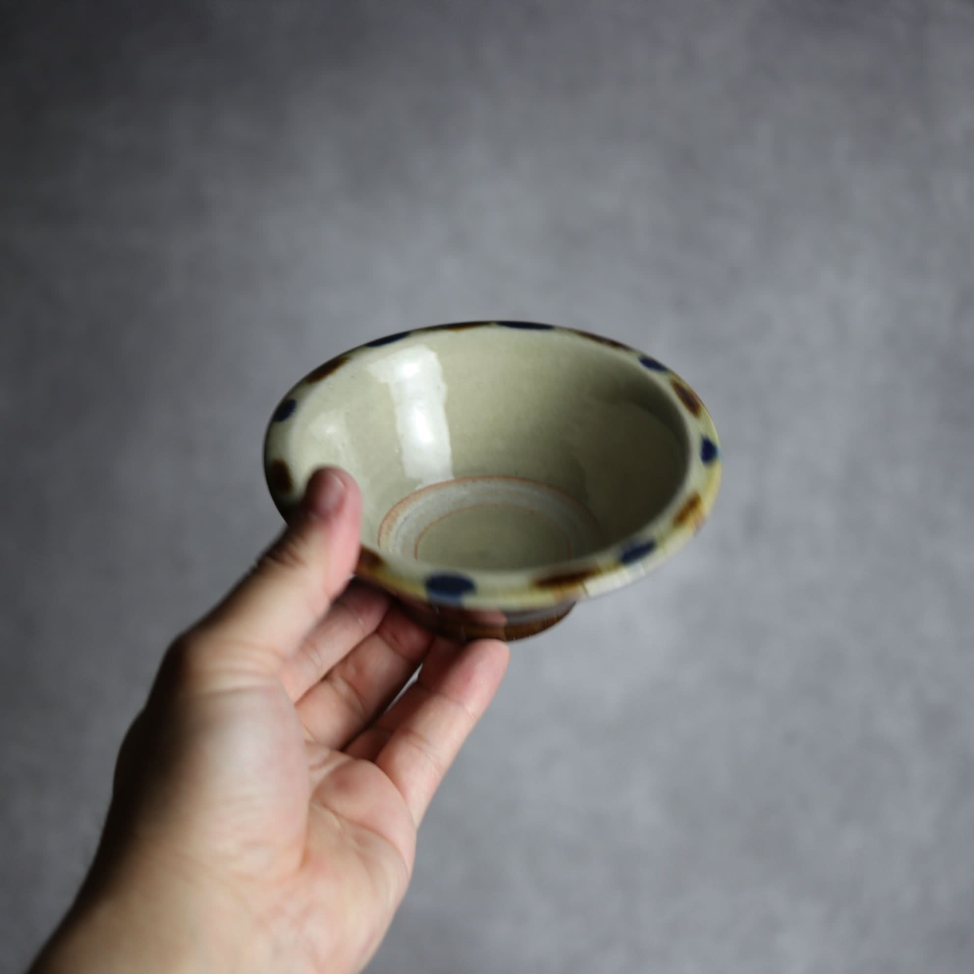 4寸ワンブー2 飴 呉須釉 点打 やちむん 陶器 北窯 松田米司工房 やちむん 陶器.