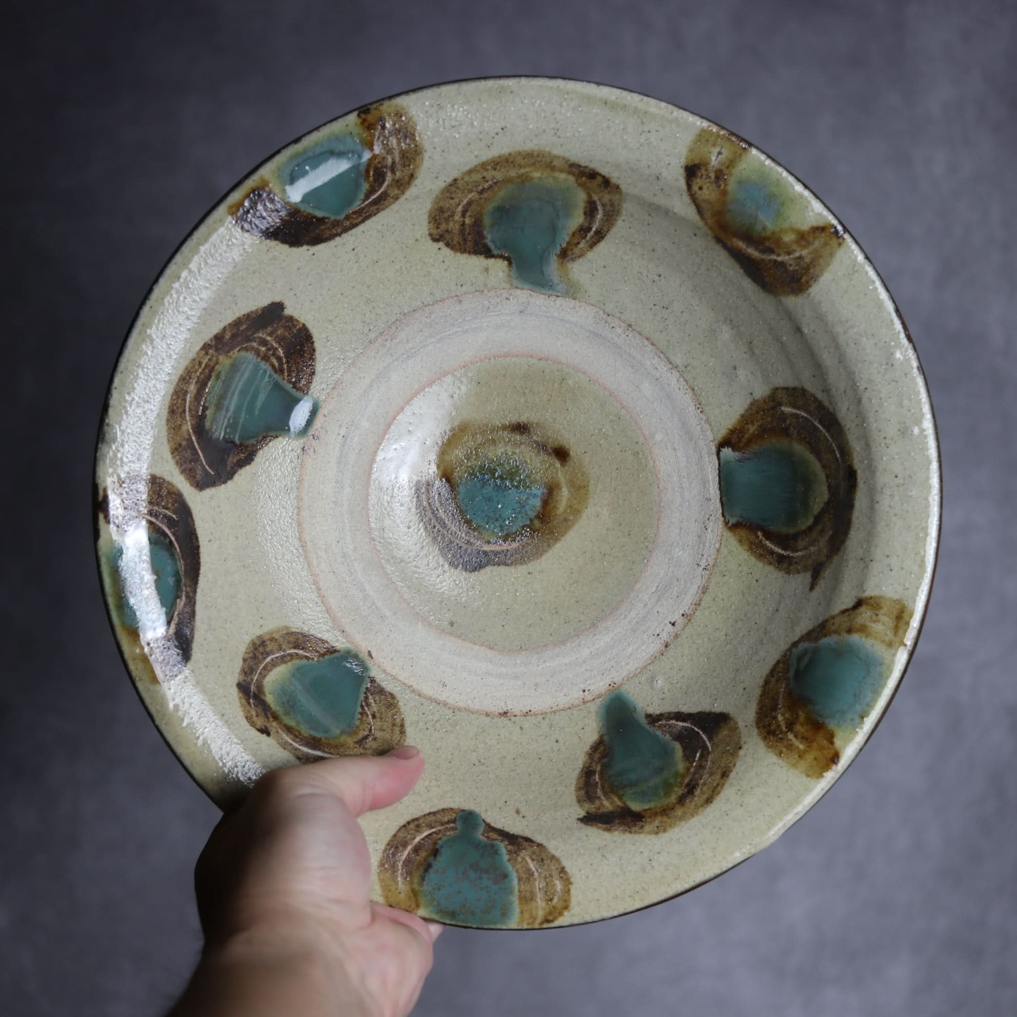 9寸皿1 三彩 点打 やちむん 陶器 北窯 宮城正享工房 やちむん 陶器.