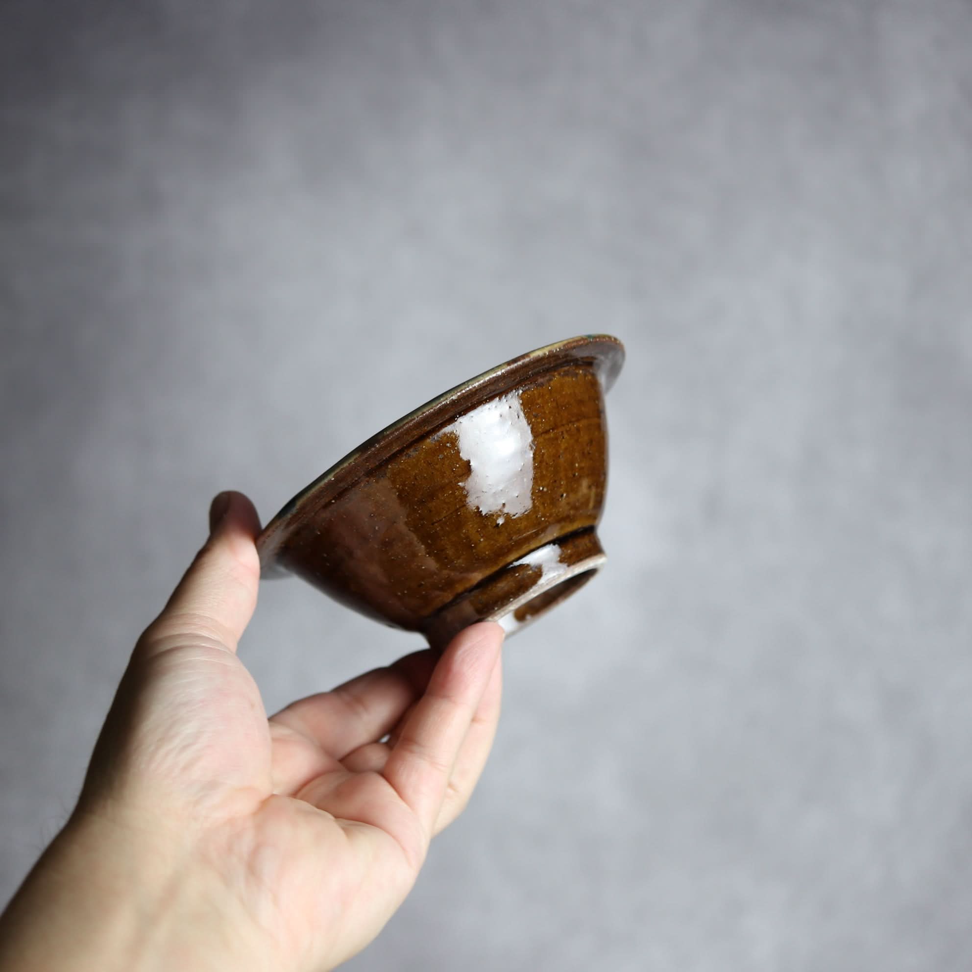 4寸ワンブー2 飴 呉須釉 点打 やちむん 陶器 北窯 松田米司工房 やちむん 陶器.