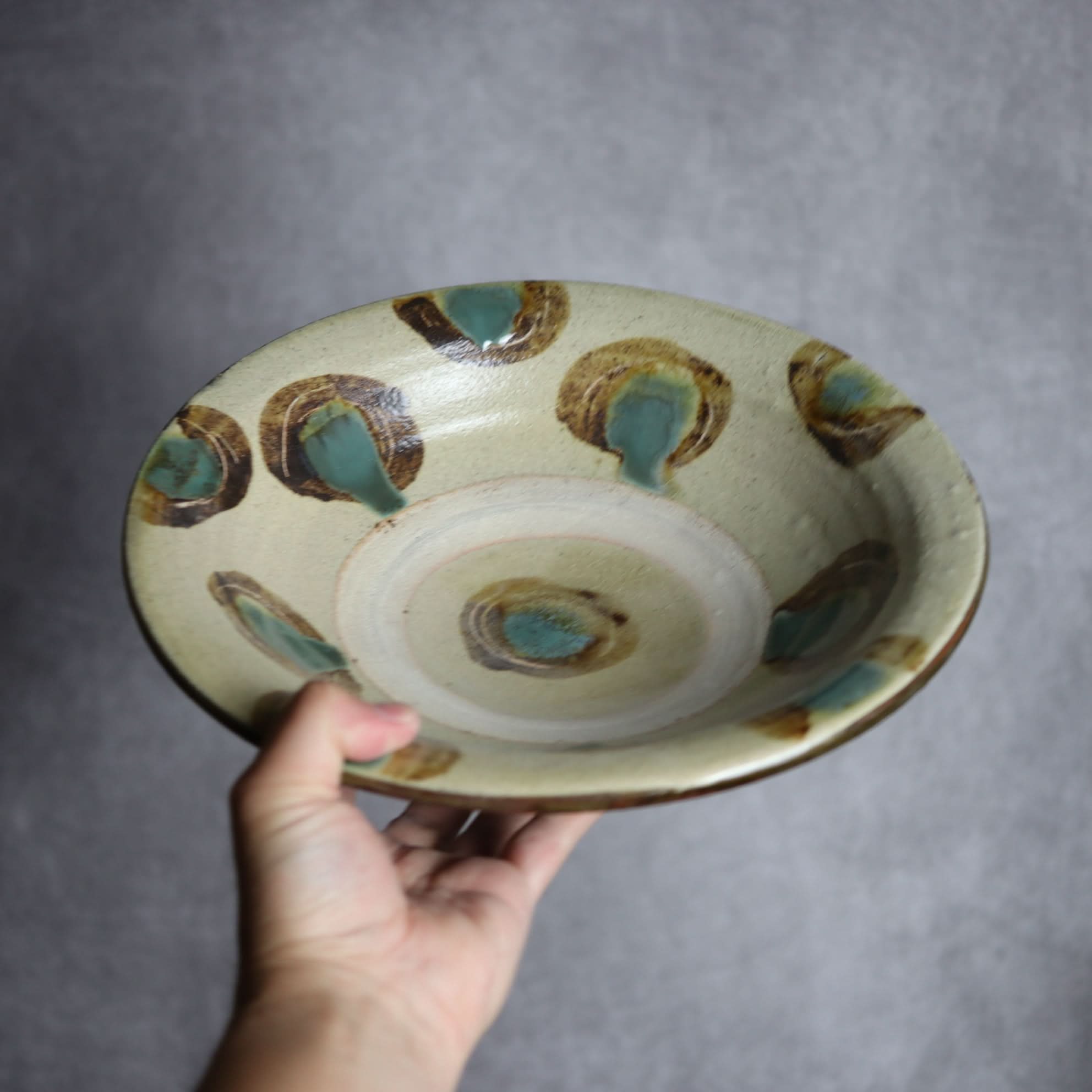 9寸皿1 三彩 点打 やちむん 陶器 北窯 宮城正享工房 やちむん 陶器.