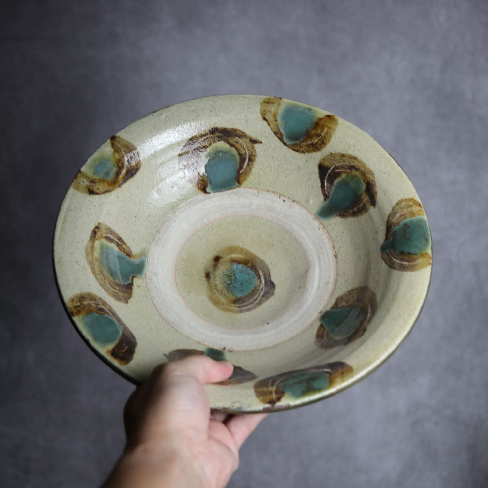 9寸皿1 三彩 点打 やちむん 陶器 北窯 宮城正享工房 やちむん 陶器.