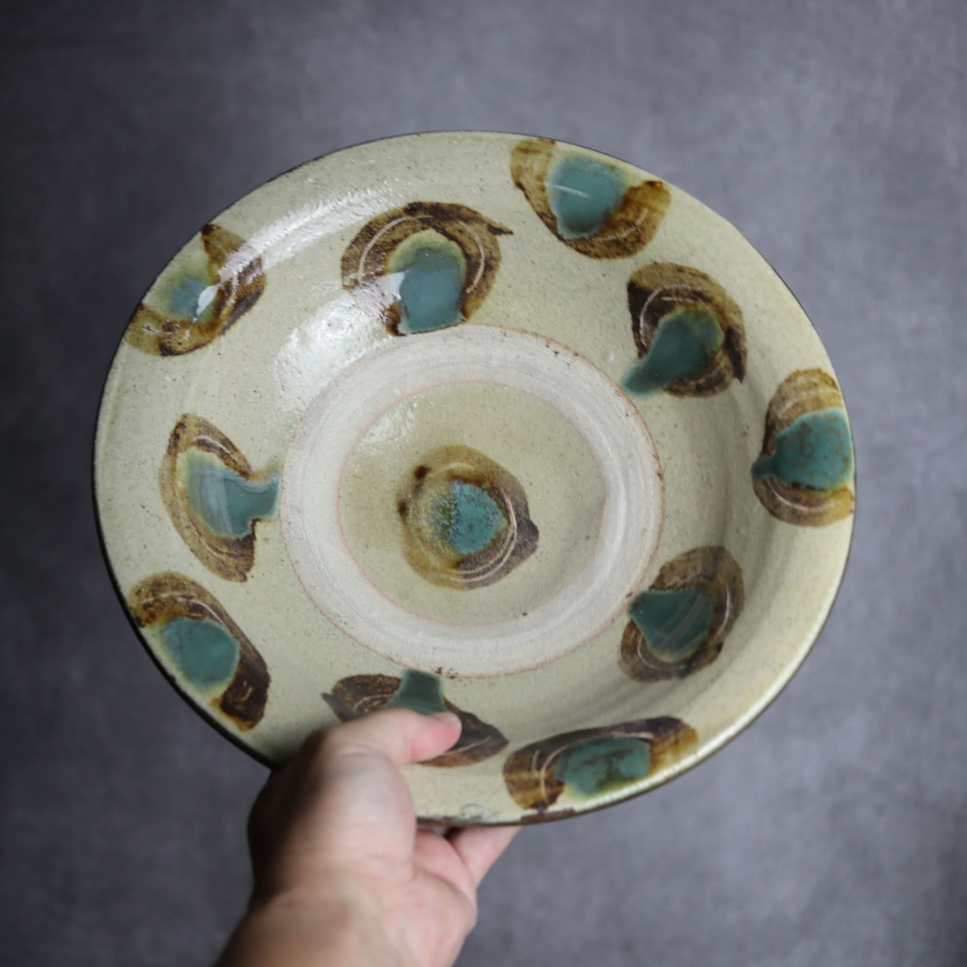 9寸皿1 三彩 点打 やちむん 陶器 北窯 宮城正享工房 やちむん 陶器.