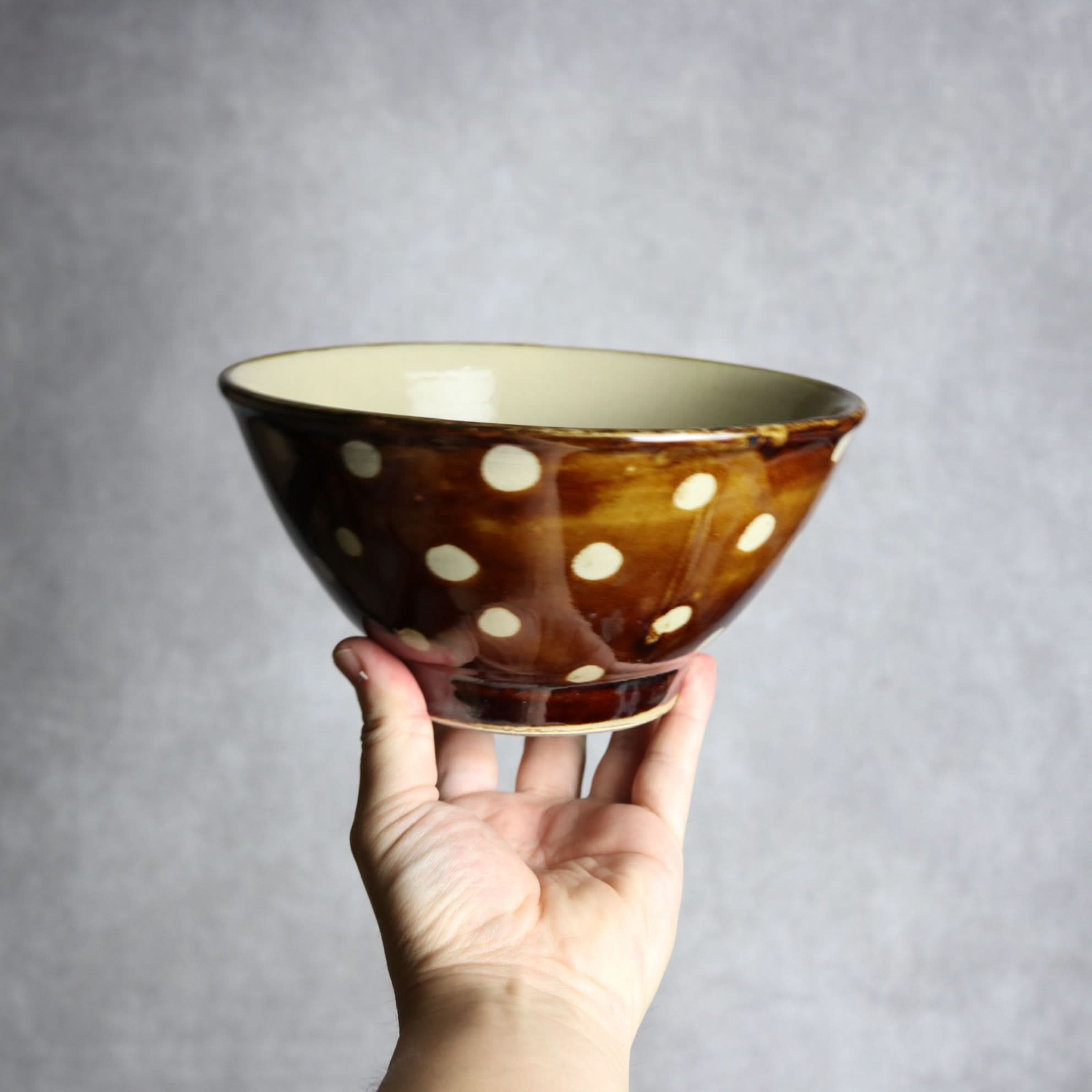 6寸マカイ 飴釉 蝋抜 点打 やちむん 陶器 真南風工房 やちむん 陶器.