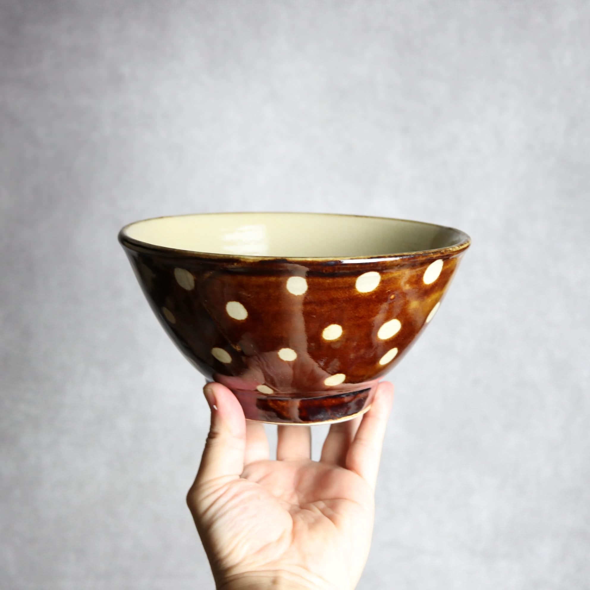 6寸マカイ 飴釉 蝋抜 点打 やちむん 陶器 真南風工房 やちむん 陶器.