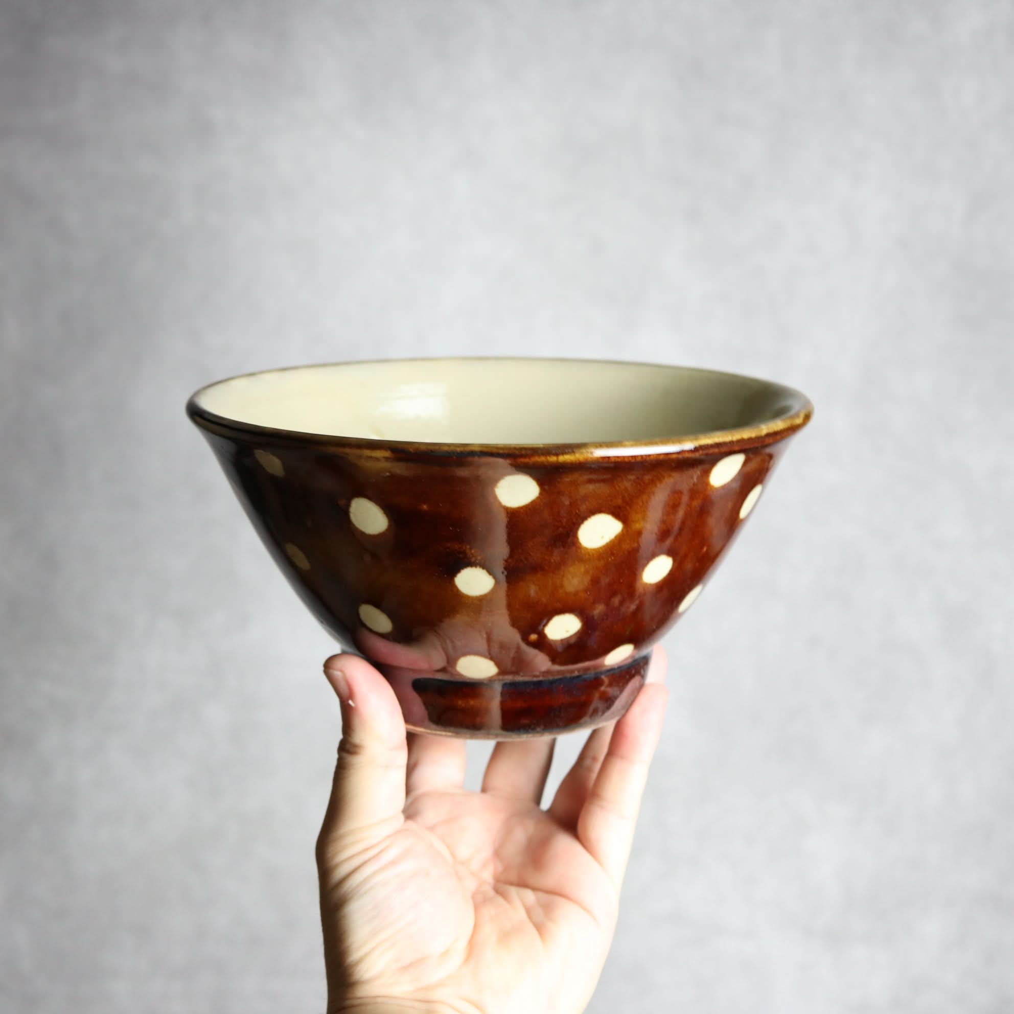 6寸マカイ 飴釉 蝋抜 点打 やちむん 陶器 真南風工房 やちむん 陶器.
