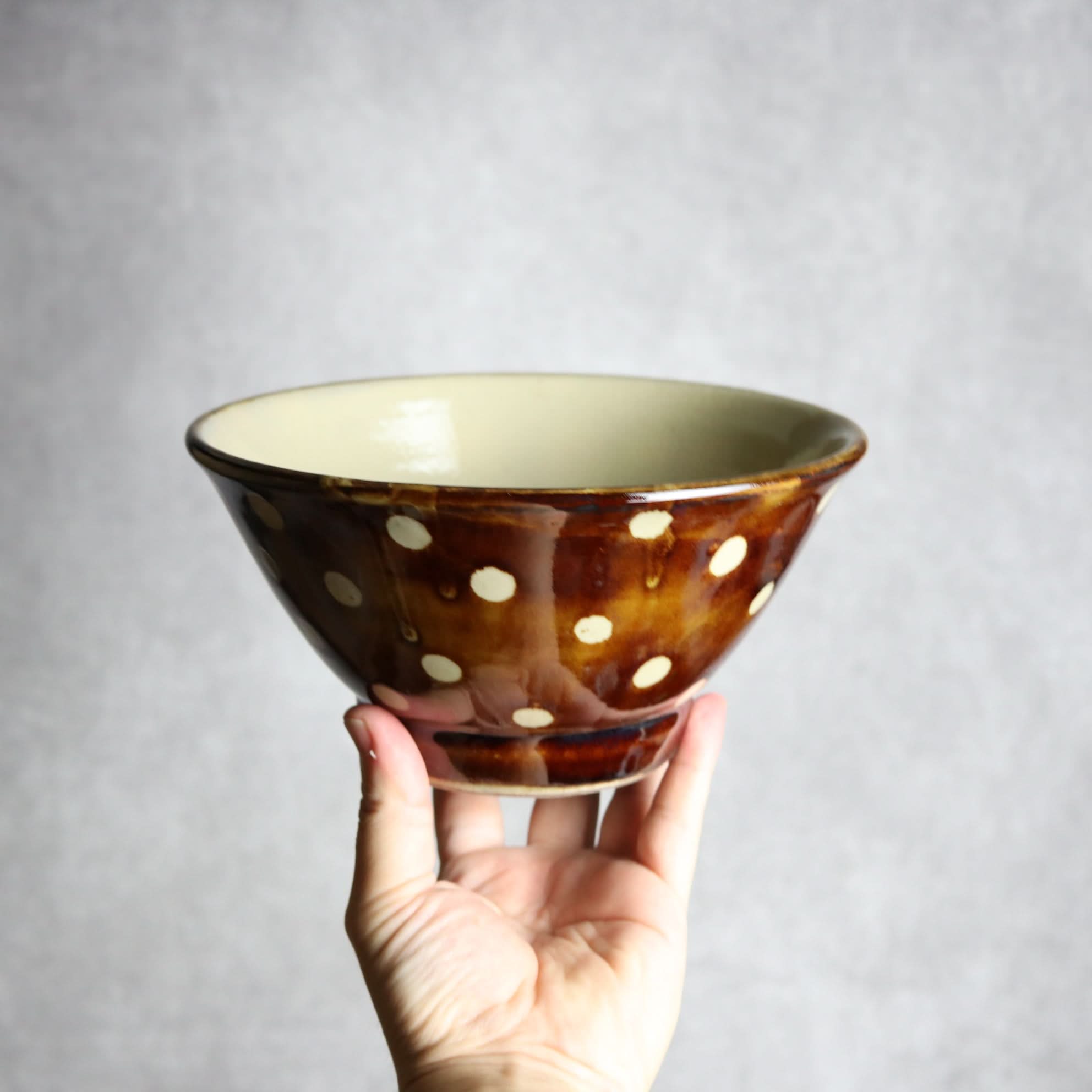 6寸マカイ 飴釉 蝋抜 点打 やちむん 陶器 真南風工房 やちむん 陶器.