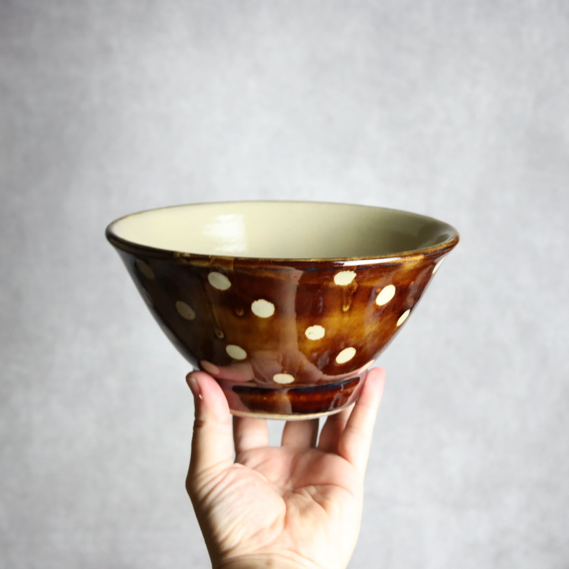 6寸マカイ 飴釉 蝋抜 点打 やちむん 陶器 真南風工房 やちむん 陶器.