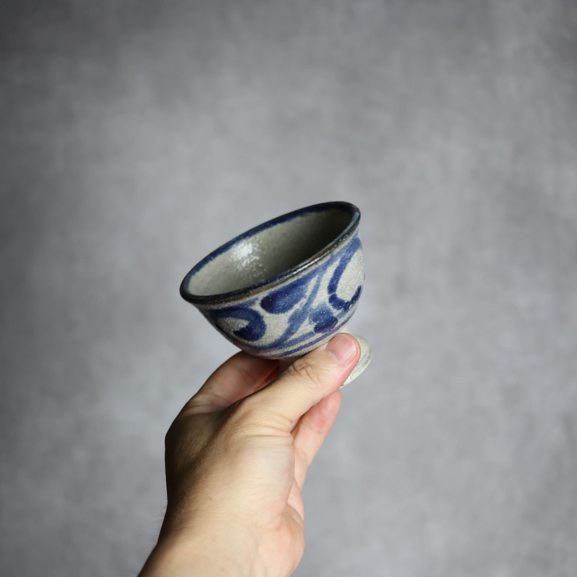 3寸高杯鉢2 呉須釉 唐草 やちむん 陶器 栄一工房 やちむん 陶器.