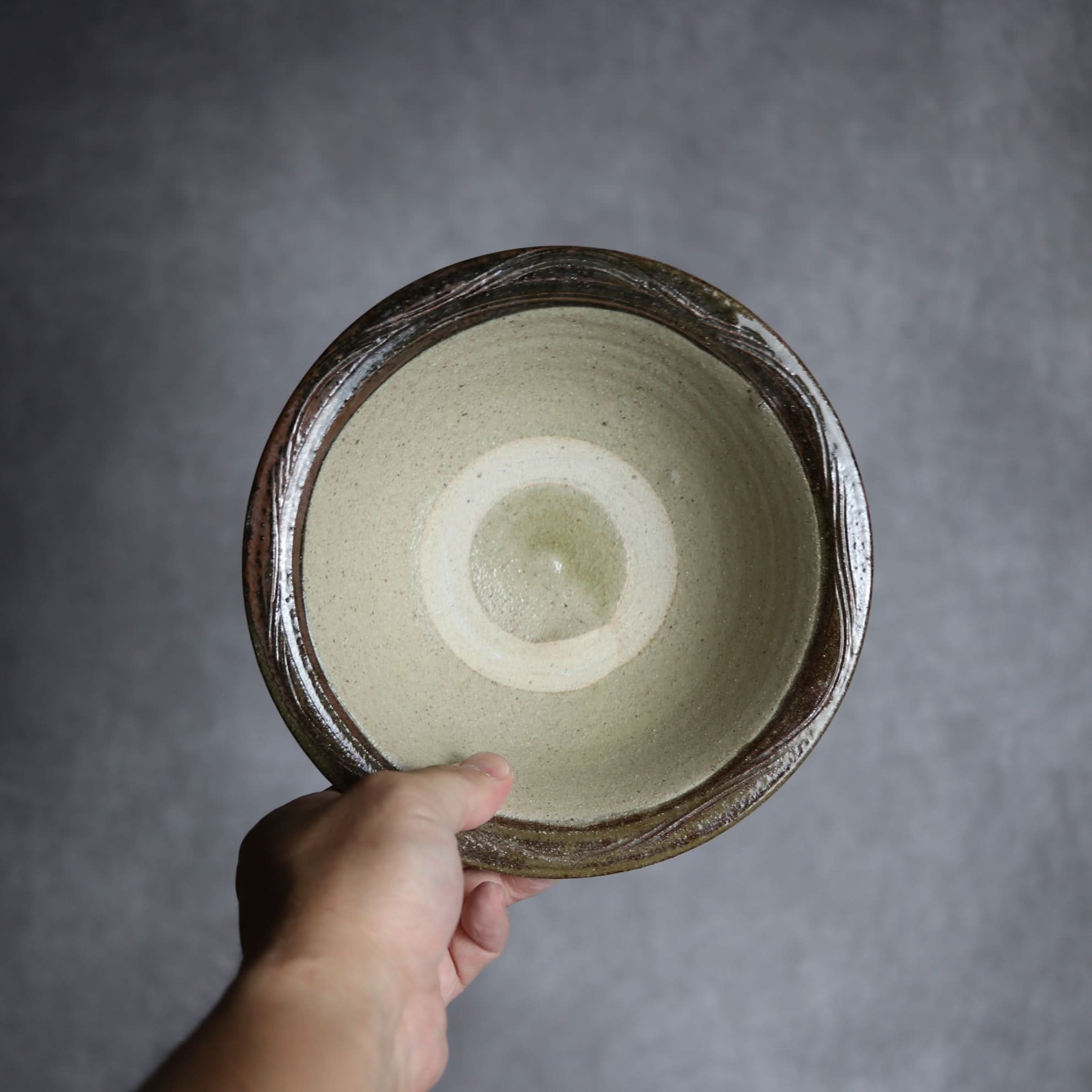 6寸ワンブー2 呉須釉 指描 波紋やちむん 陶器 北窯 宮城正享工房 やちむん 陶器.