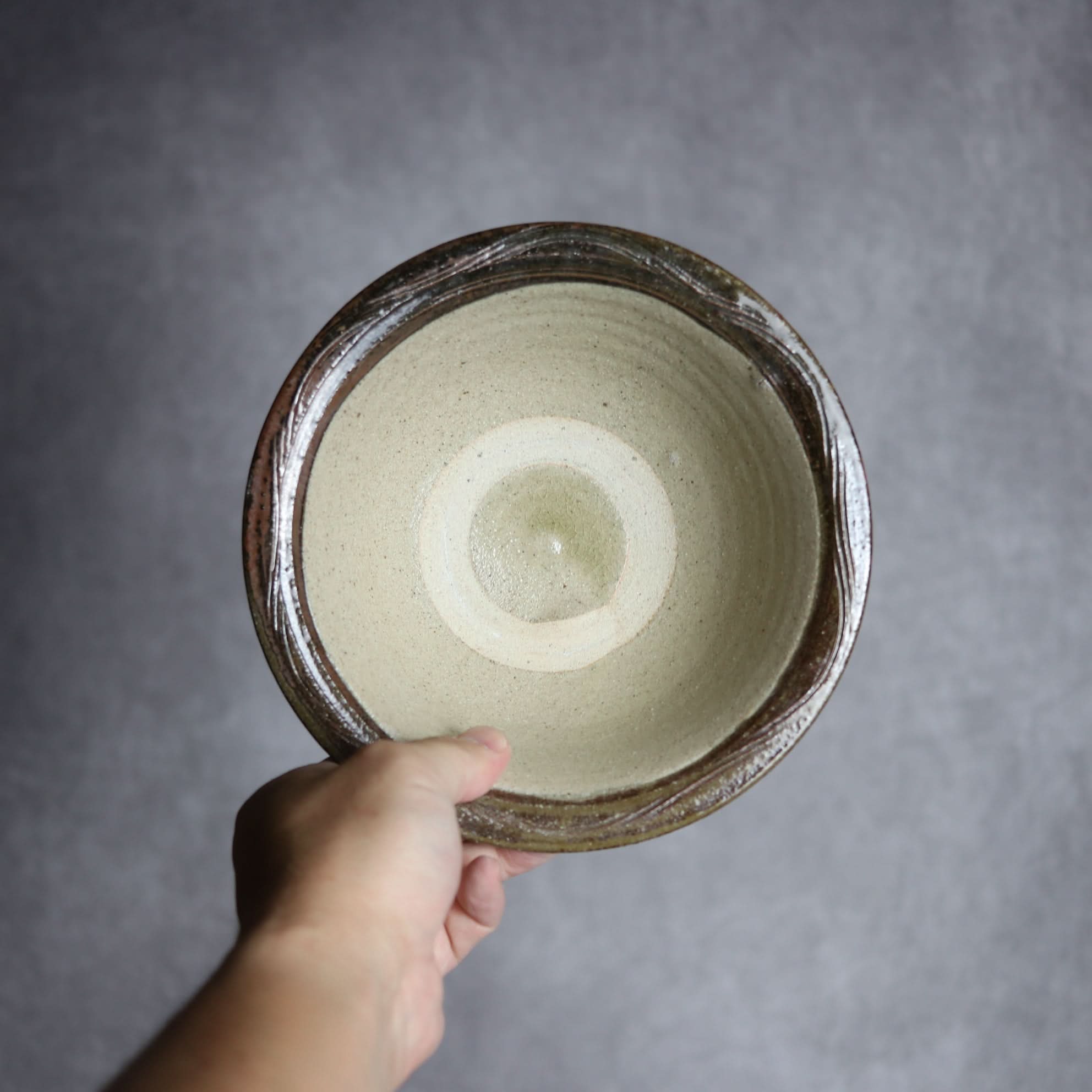 6寸ワンブー2 呉須釉 指描 波紋やちむん 陶器 北窯 宮城正享工房 やちむん 陶器.