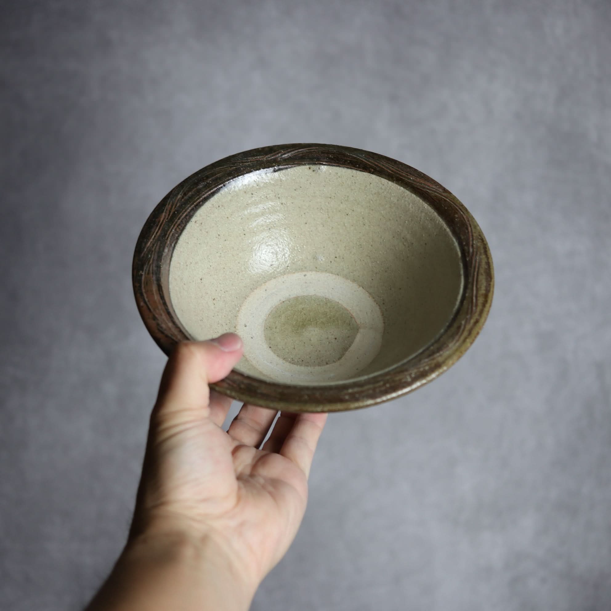 6寸ワンブー2 呉須釉 指描 波紋やちむん 陶器 北窯 宮城正享工房 やちむん 陶器.