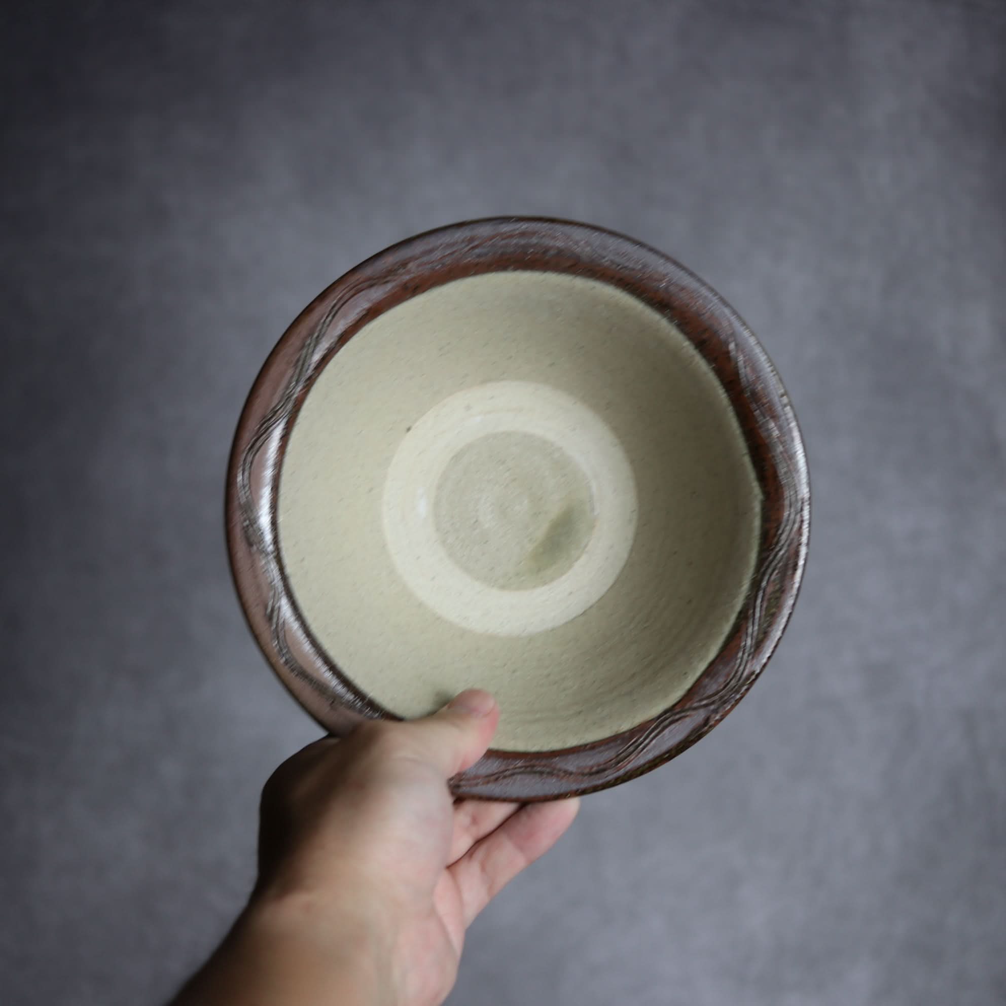 6寸ワンブー3 呉須釉 指描 波紋やちむん 陶器 北窯 宮城正享工房 やちむん 陶器.