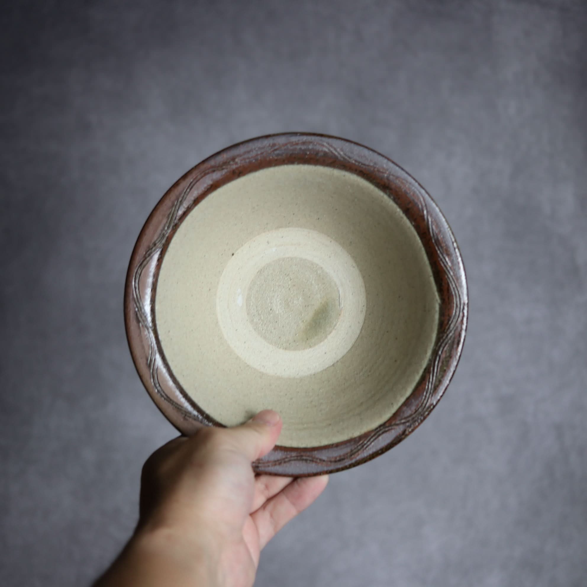 6寸ワンブー3 呉須釉 指描 波紋やちむん 陶器 北窯 宮城正享工房 やちむん 陶器.