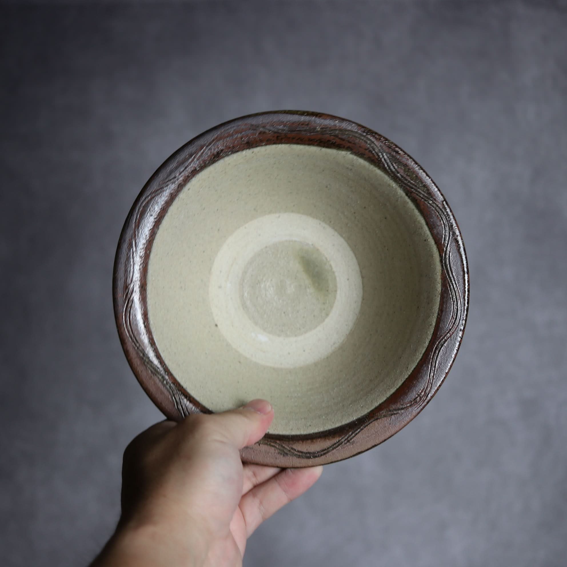 6寸ワンブー3 呉須釉 指描 波紋やちむん 陶器 北窯 宮城正享工房 やちむん 陶器.