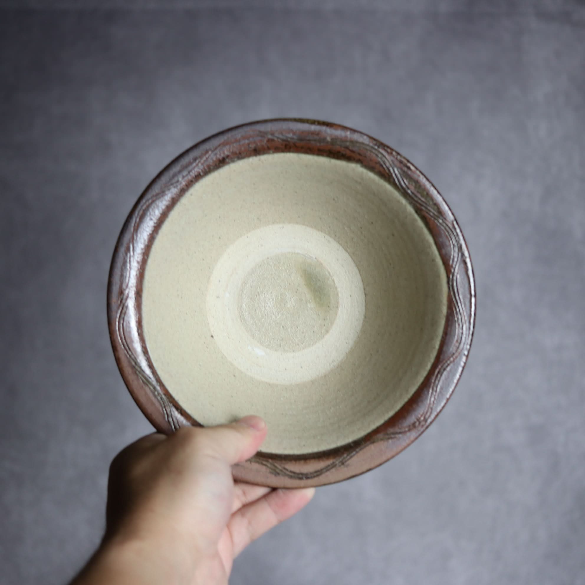 6寸ワンブー3 呉須釉 指描 波紋やちむん 陶器 北窯 宮城正享工房 やちむん 陶器.