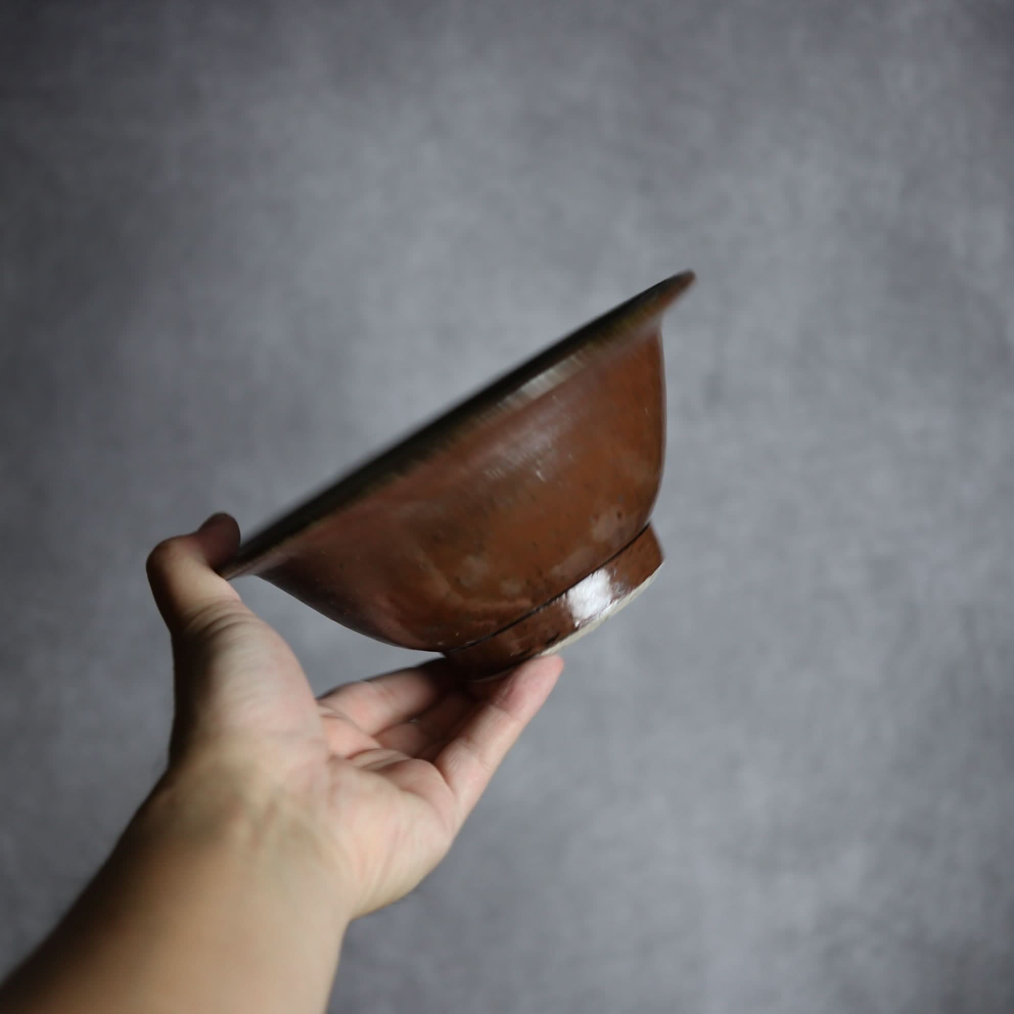 6寸ワンブー3 呉須釉 指描 波紋やちむん 陶器 北窯 宮城正享工房 やちむん 陶器.